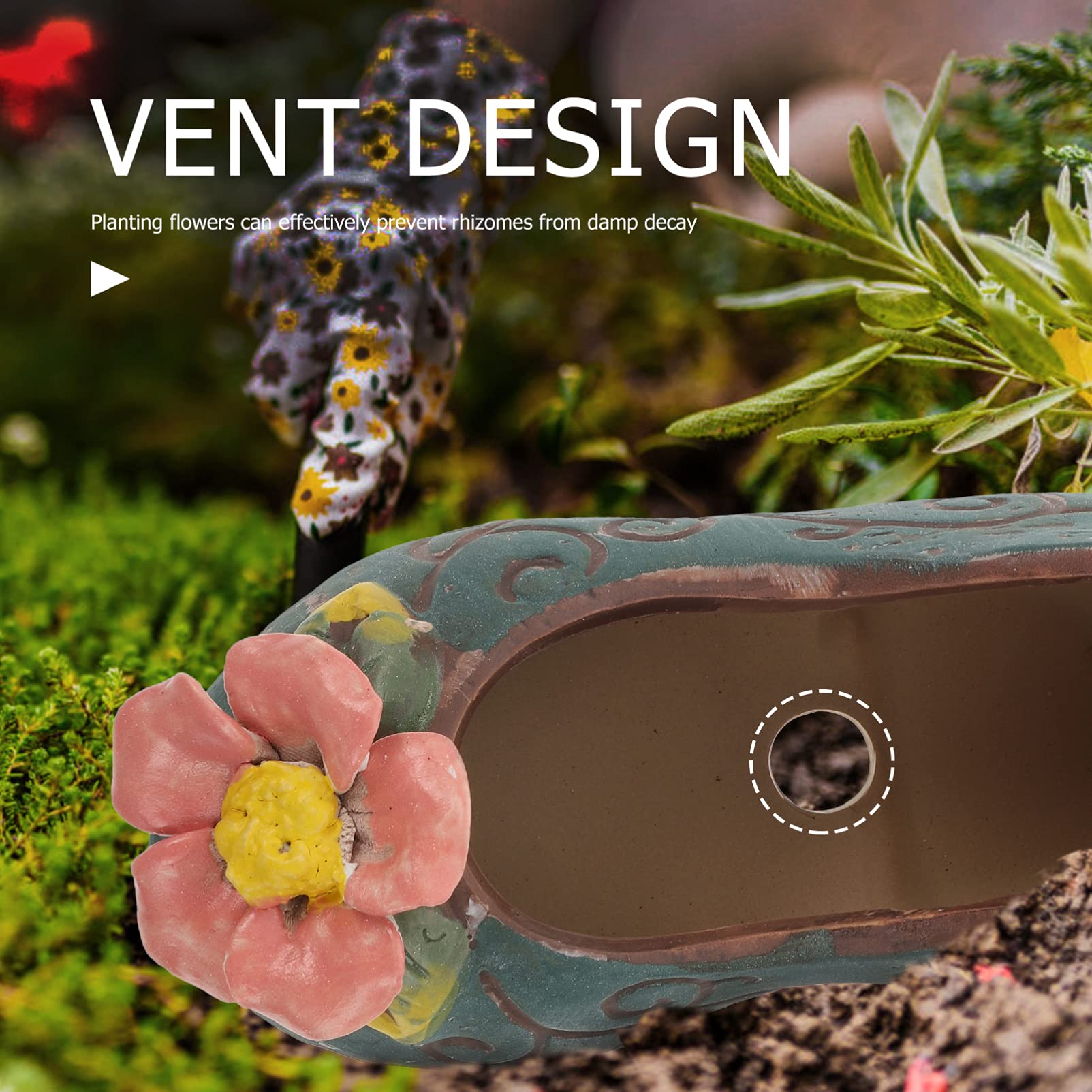 Angoily Ceramic Shoe-Shaped Flower Pot Planter for Succulents & Cactus - Mini Decorative Home & Garden Decor - Perfect for Indoor Plants, Office Desk, and Gift Ideas