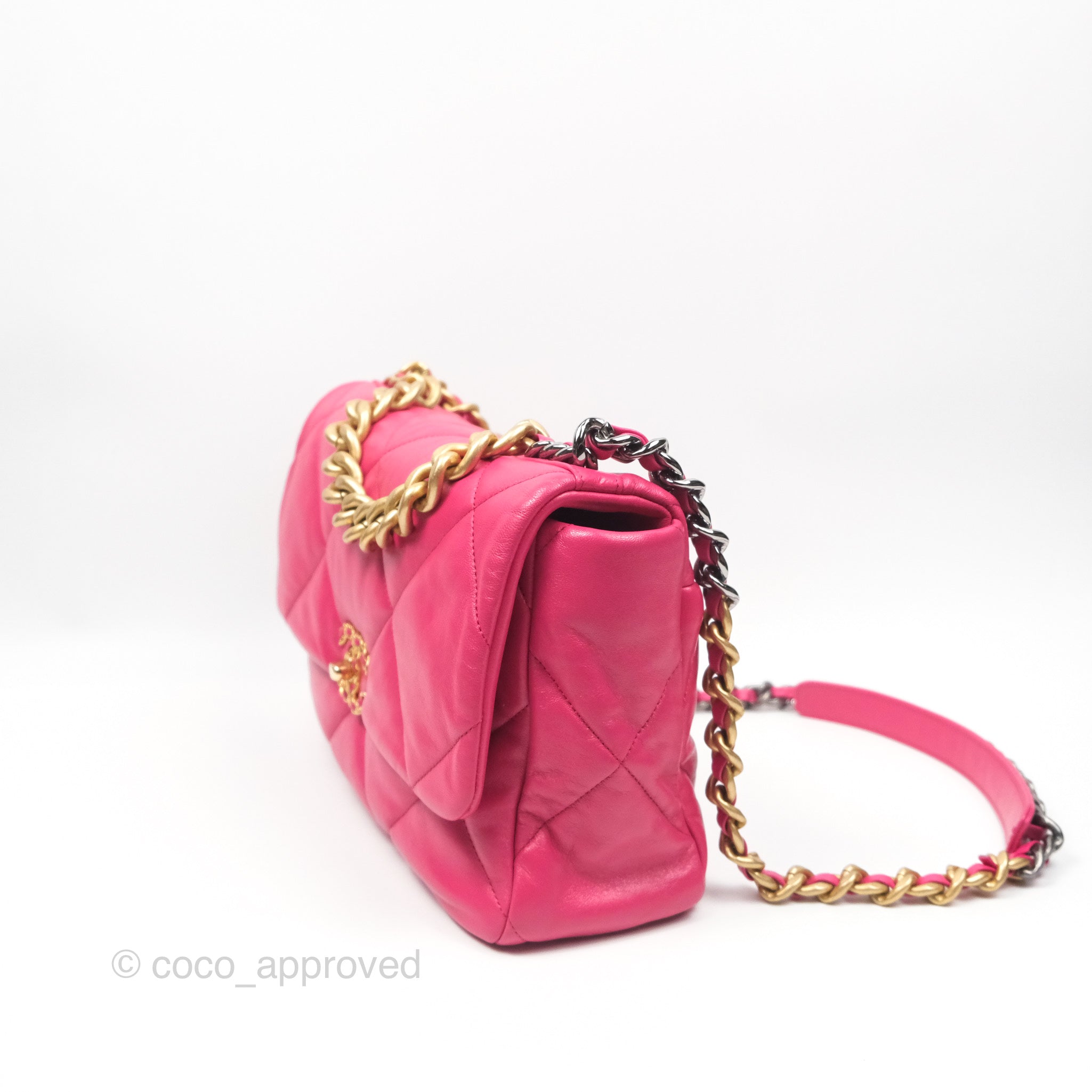 Chanel 19 Large (Medium) Dark Pink Goatskin Leather Handbag with Mixed Hardware - Luxury Shoulder Bag for Women, Perfect for Work, Date Night & Special Occasions