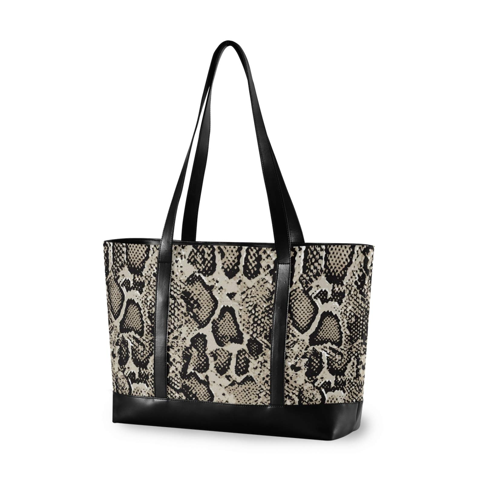 Stylish Snake Skin Print Laptop Tote Bag for Women - 15.6 Inch Laptop Organizer Work Purse - Perfect for Office, Business Meetings & Teacher Commute