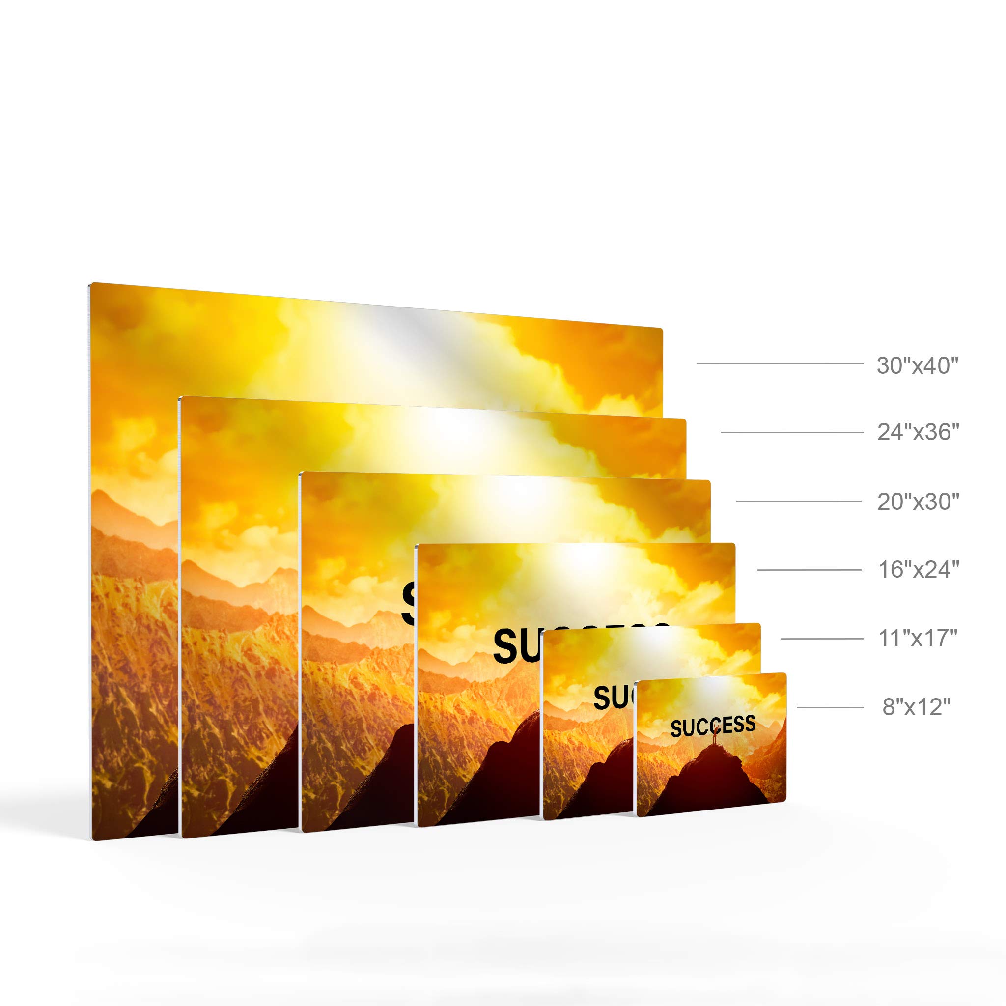 Success Orange Sunset Sky and Mountain Motivational Metal Wall Art - Inspirational Office Decor with Entrepreneur Quote - 30x40 Inch Ready to Hang Metal Print - Perfect for Home, Office, or Gift Idea
