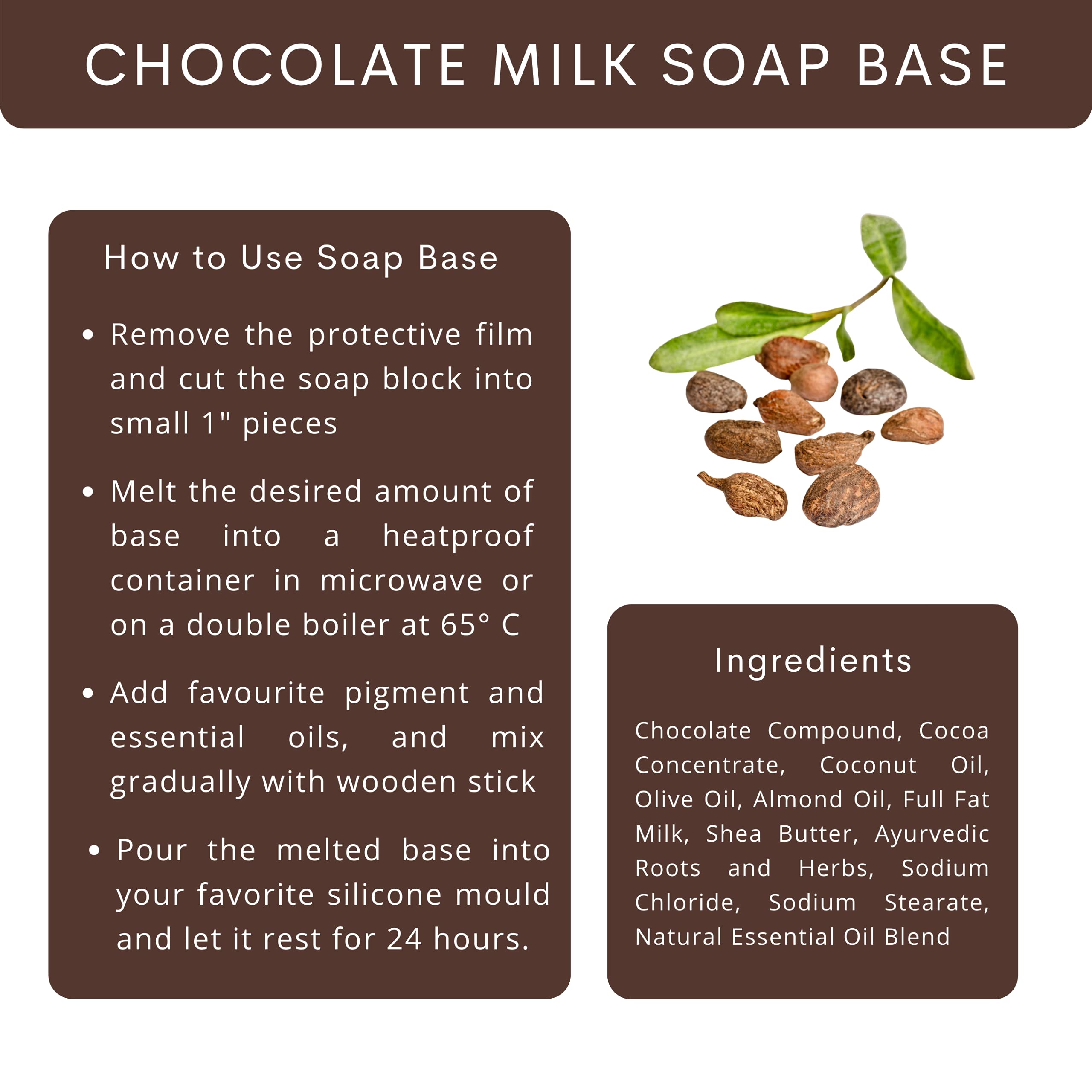 VEDANUM Natural Chocolate Cocoa Butter Melt & Pour Soap Base - Sulfate & Paraben Free, 500g for DIY Soap Making | Moisturizing Handmade Soap for Spa, Gifts & Home Use