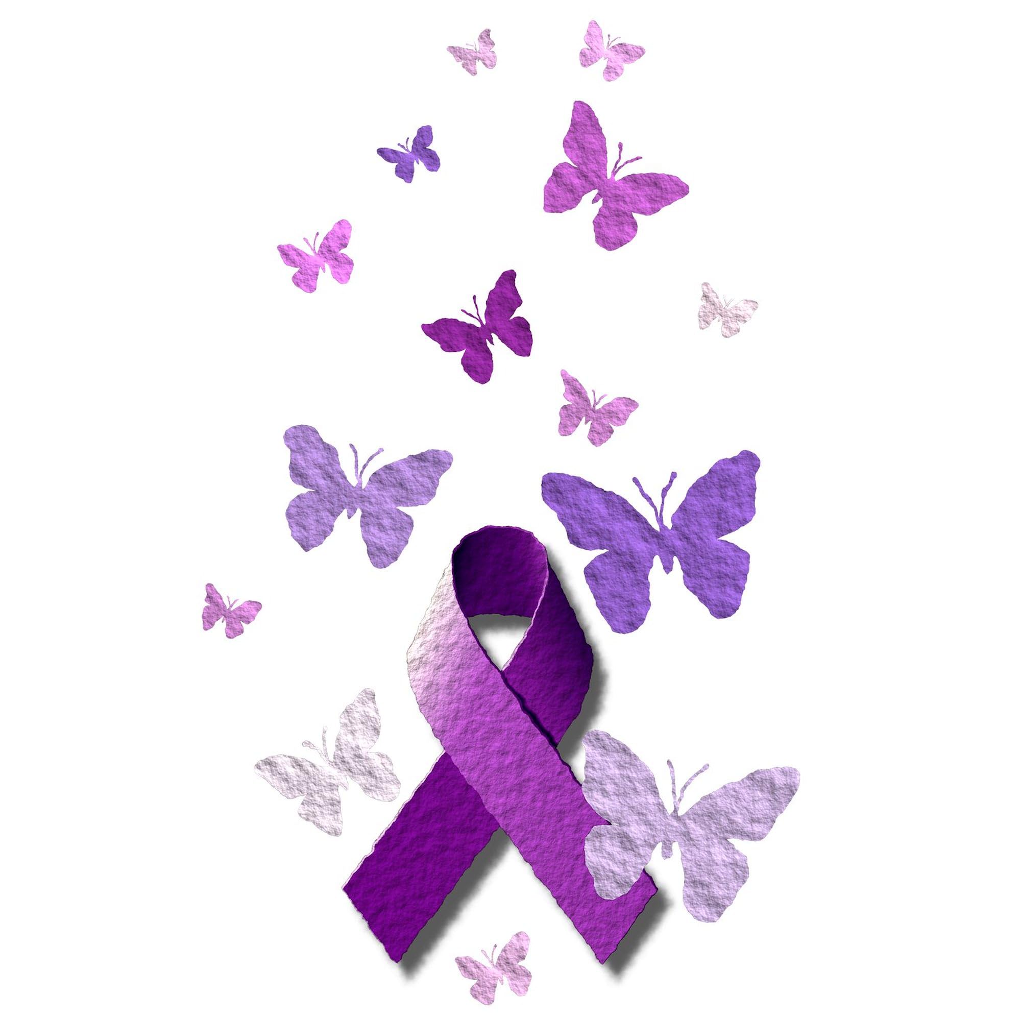 Purple Awareness Ribbon Square Sticker 3