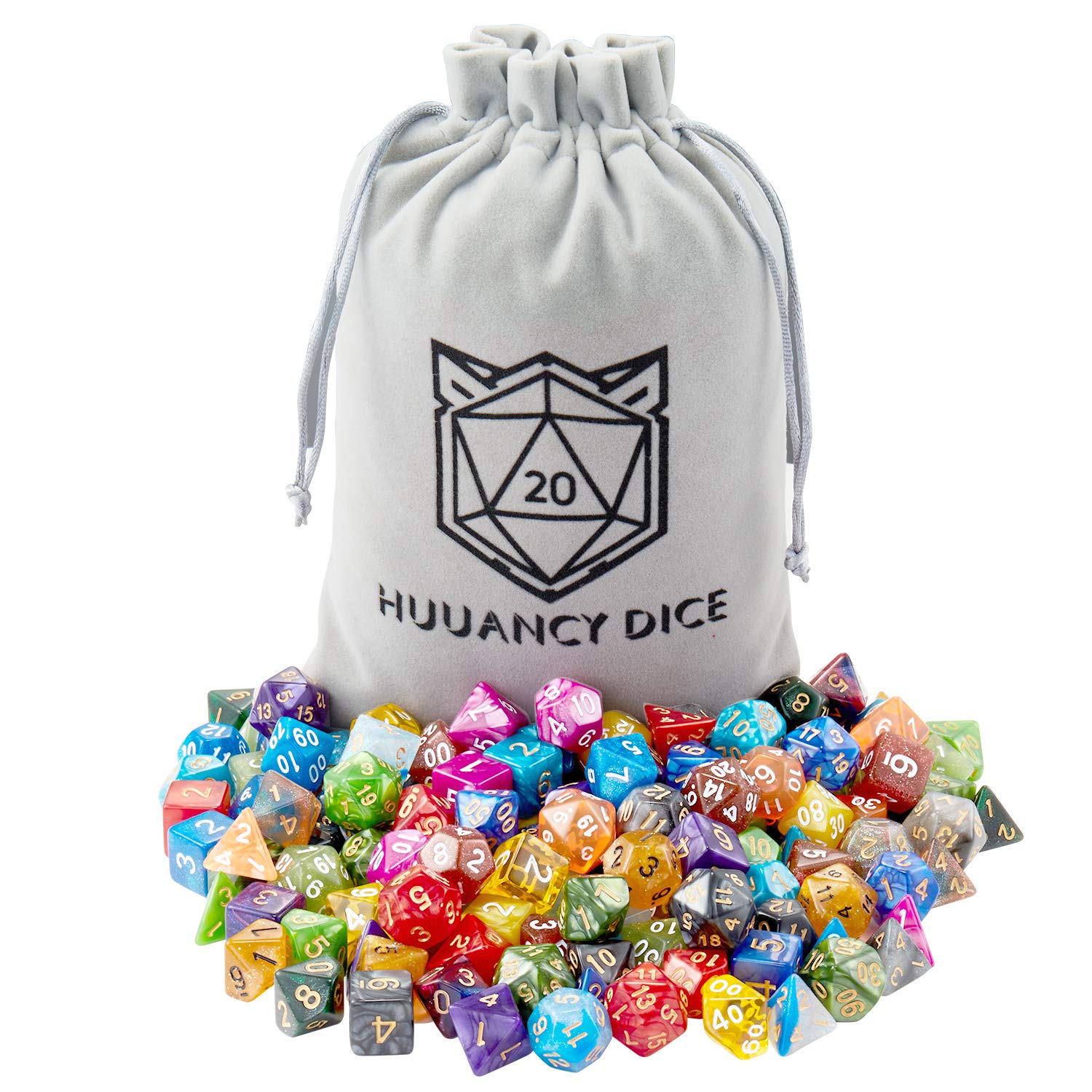 Premium 140-Piece DND Dice Set for Dungeons & Dragons, RPG, MTG - 20 Vibrant Colors with Large Flannel Storage Bag | Perfect for Tabletop Gaming, Campaigns & Gift Giving
