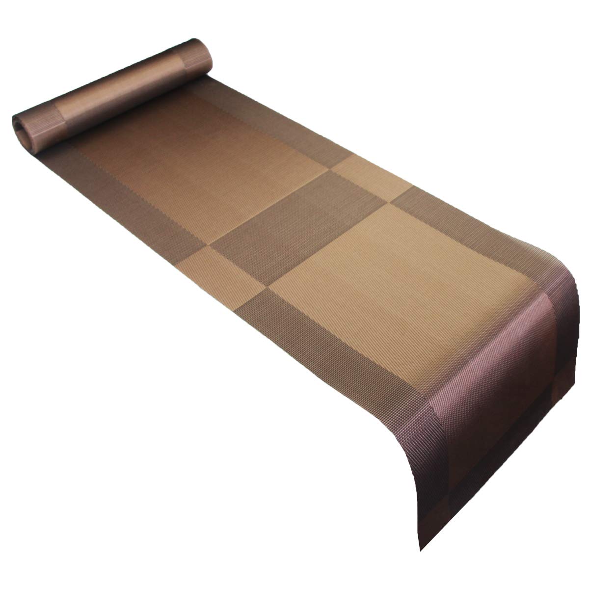 PIGCHCY Elegant Round Placemats Set with Matching Table Runner - 6pc Round Placemats + 1pc Table Runner in Chocolate Brown - Durable & Easy-Clean Dining Table Decor for Formal Dinners, Holiday Gatherings & Home Entertaining