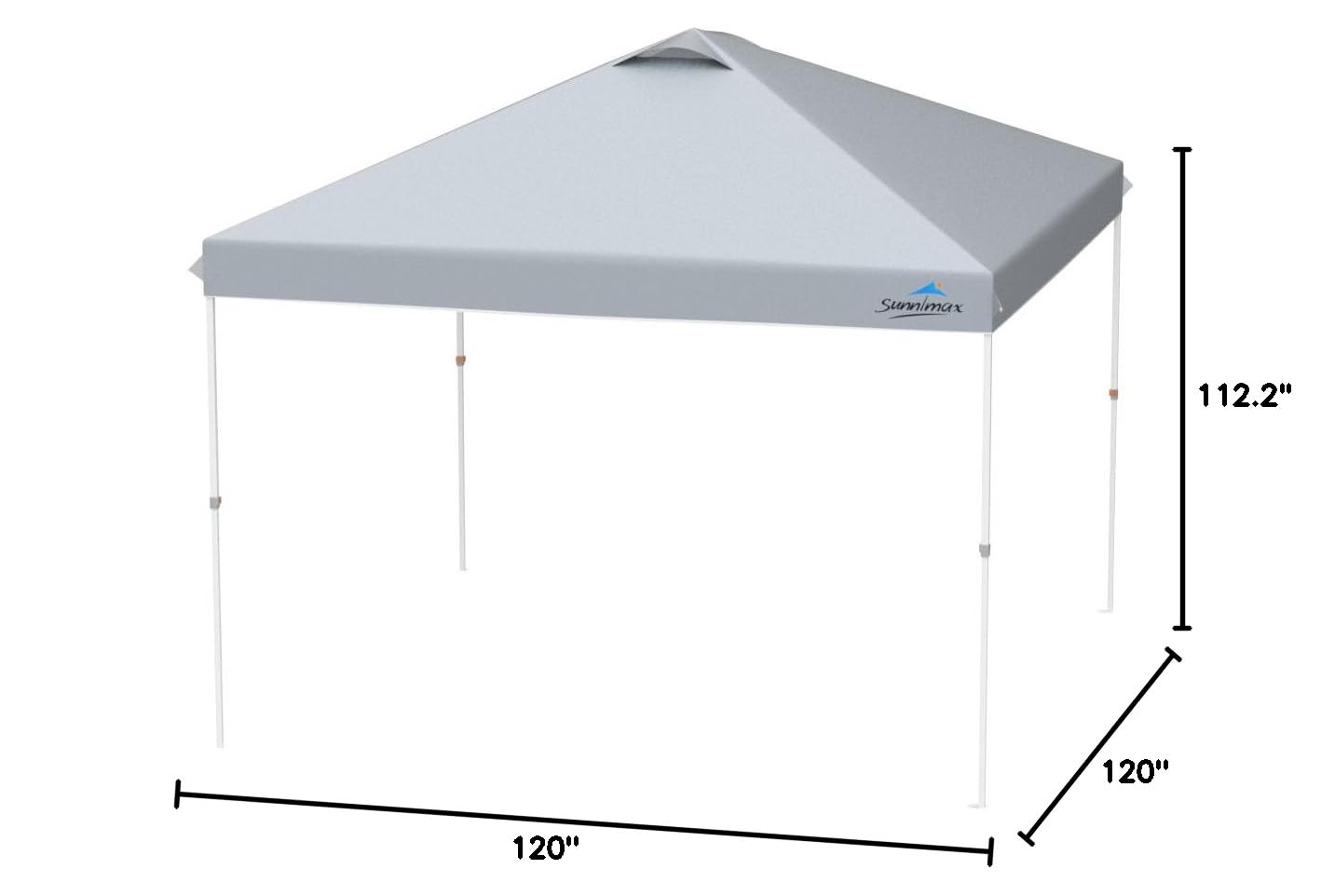10x10FT Pop Up Canopy Tent - Waterproof Portable Folding Shelter with Roller Bag & 4 Sand Bags - Ideal for Outdoor Parties, Tailgating, Camping & Beach Events (Grey)
