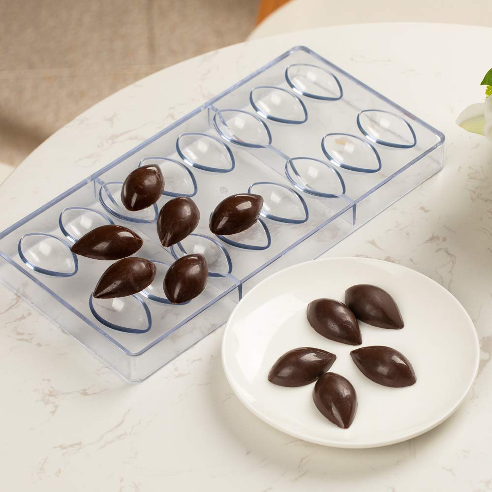 Restaurantware Pastry Tek 10.8 x 5.3 Inch Professional Dessert Molds - 16 Cavity Chocolate Candy Molds for Quenelle, Truffles & Bonbons - Freezer & Dishwasher Safe Clear Polycarbonate Trays - Perfect for Bakeries, Catering & Home Baking