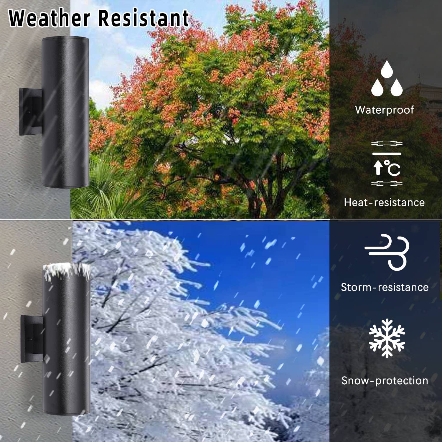 Waterproof Outdoor Wall Lights 2 Pack - Black Modern Cylinder Aluminum Exterior Lights for Porch, Garden, Garage & Entryway - E26 Base - Weatherproof & Durable for Home & Commercial Use