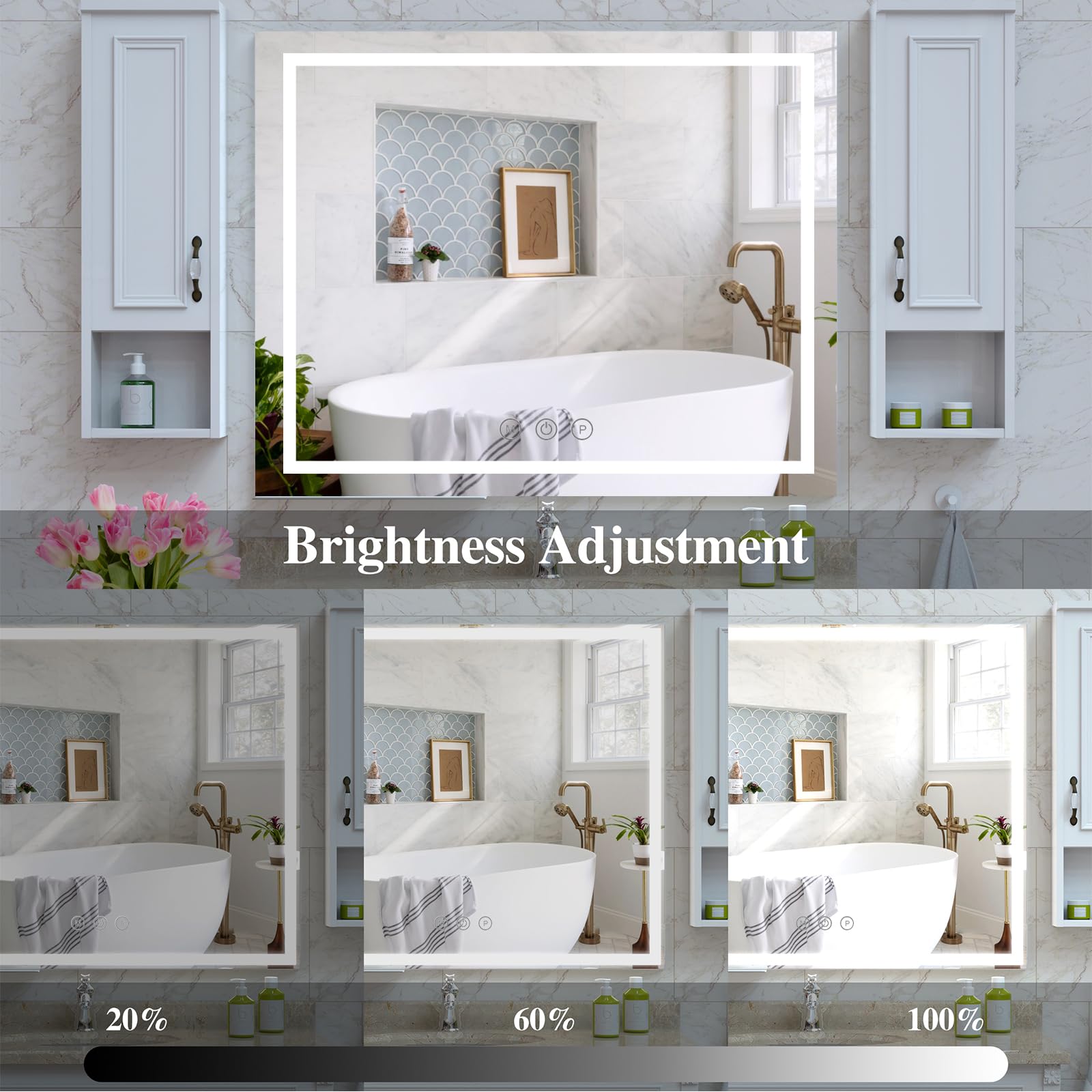 10X Magnification LED Makeup Mirror with Lights - 3 Color Lighting Modes, USB Charging, Adjustable Brightness - Perfect for Bedroom Vanity, Dressing Table or Bathroom (White, Tabletop/Wall-Mounted)