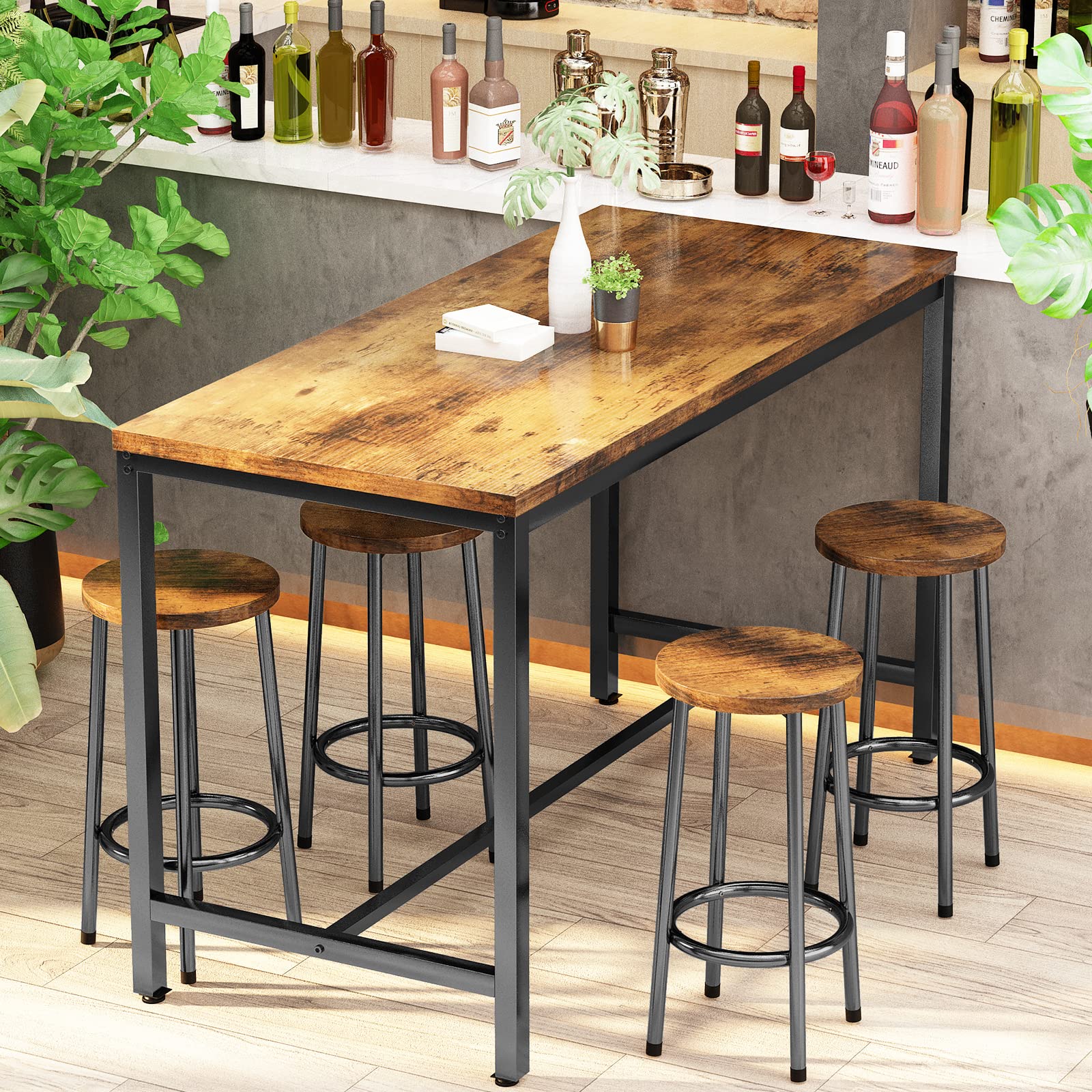 Recaceik 5-Piece Counter Height Dining Table Set for 4 - Kitchen Bar Table with 4 Stools, Space-Saving Breakfast Nook Set for Apartments & Small Homes | Perfect for Compact Kitchens, Breakfast Bars & Cozy Dining Areas