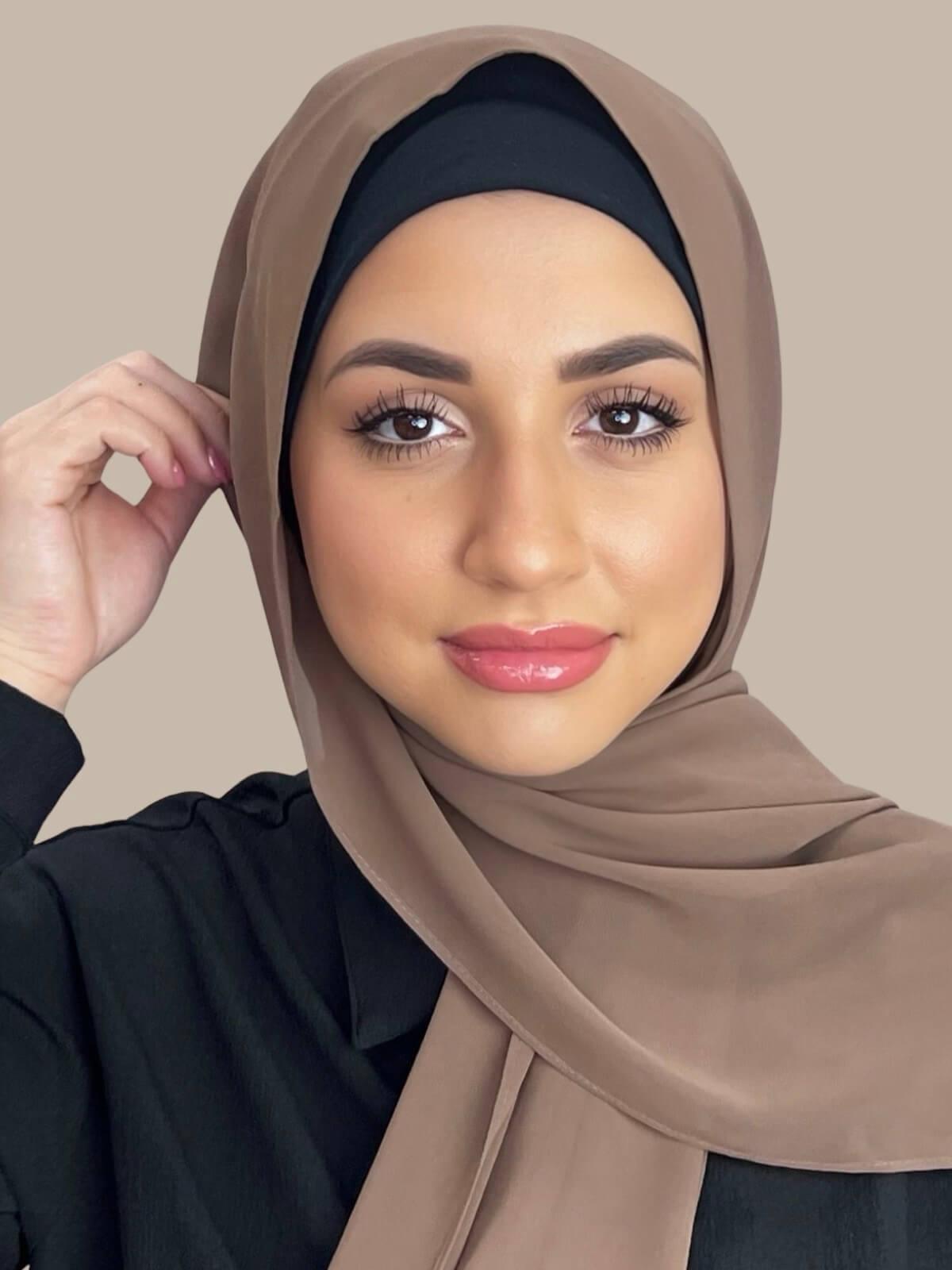 Luxury Chiffon Hijab Scarf - Walnut Brown - Soft Lightweight Muslim Headscarf for Women - Perfect for Daily Wear, Prayer & Special Occasions
