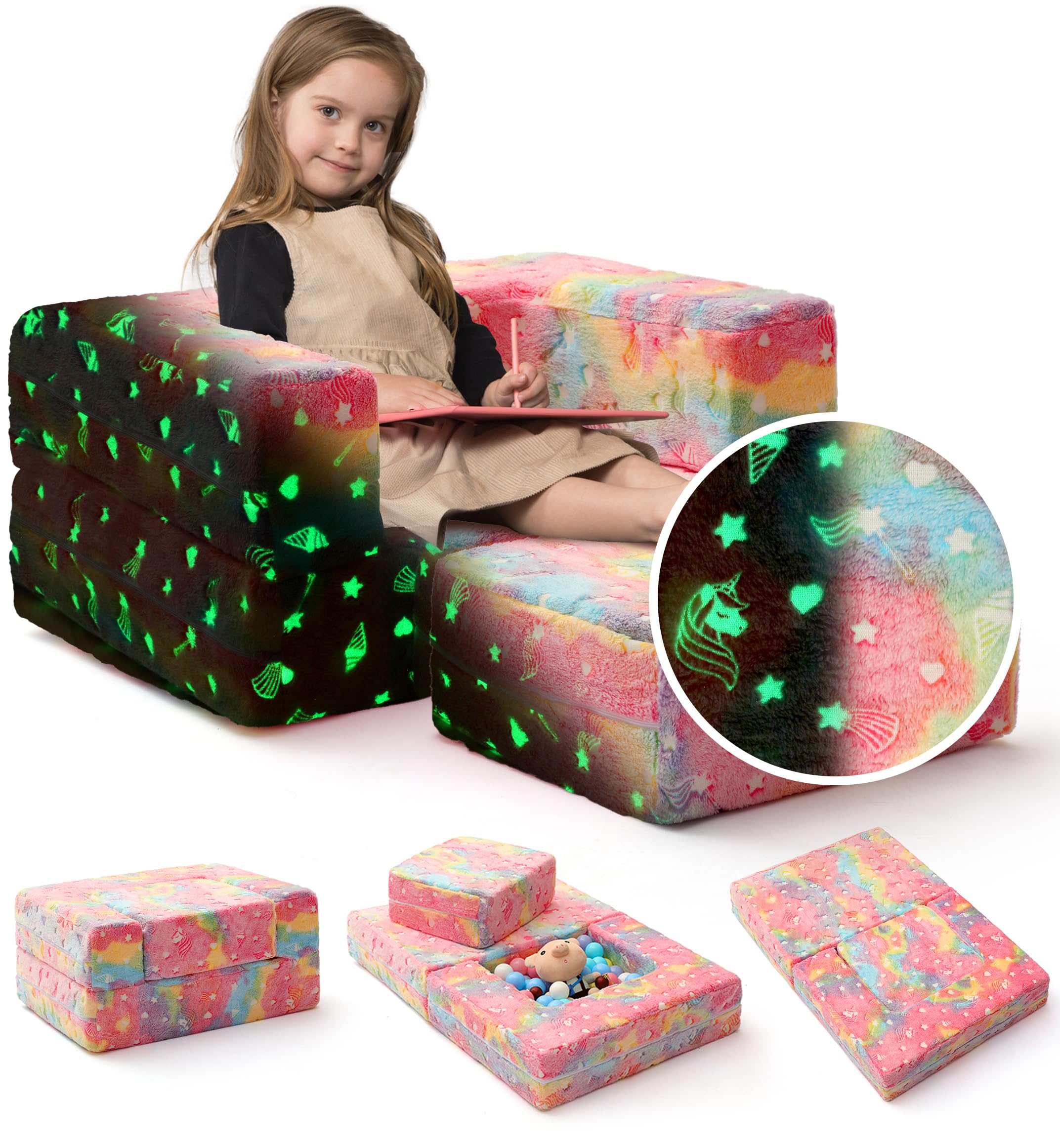 **Modular Kids Play Couch Set - Toddler Sofa with Fold-Out Design, Soft Foam Cushions for Playroom & Nursery | Perfect for Playtime, Reading & Relaxation**