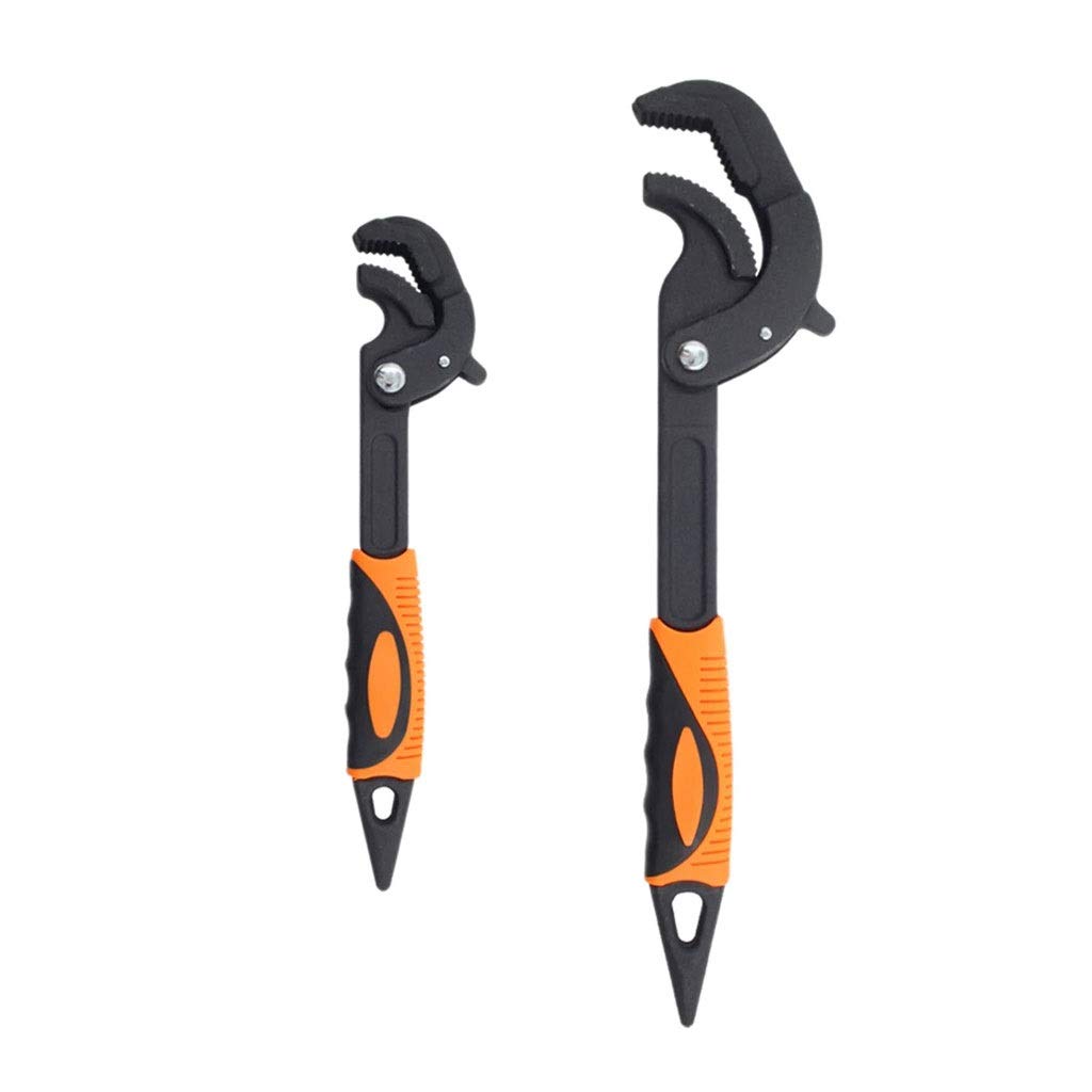 2-Piece Universal Key Pipe Wrench & Spanner Set - High Carbon Steel Snap Grip Plumbing Tools for Home Repair, Pipe Fitting & DIY Projects - Durable Hand Tools for Plumbers & Mechanics