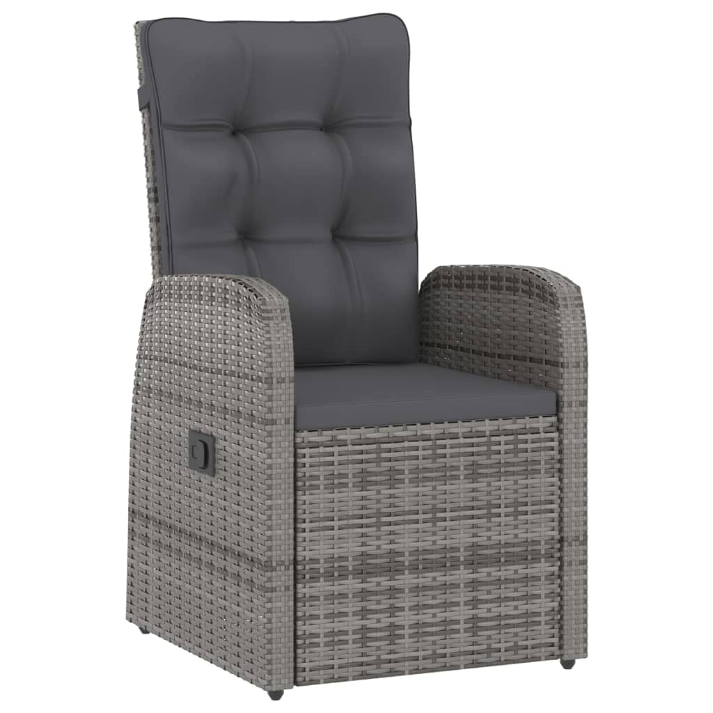 9-Piece Gray Poly Rattan Outdoor Dining Set with Cushions - Patio Furniture Set with Table & Armchairs for Garden, Backyard, and Poolside Relaxation