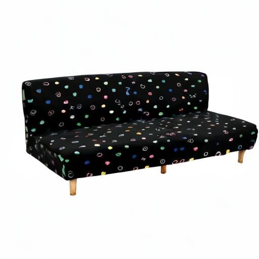 Stretch Armless Futon Cover - Soft Washable Polka Dot - Full Size for Home Decor