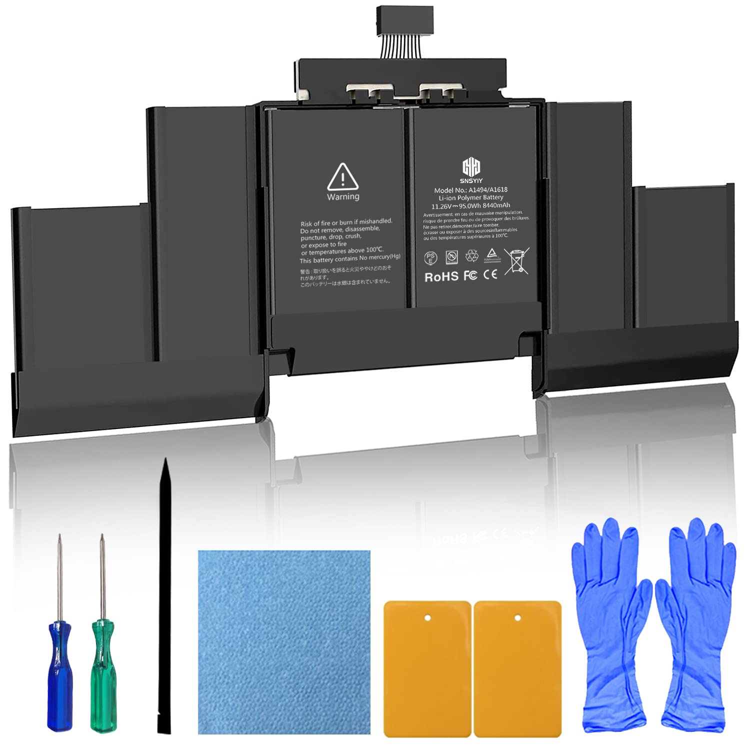 High Capacity 8440mAh A1398 MacBook Pro Battery Replacement for 15-inch Retina Models (Late 2013, Mid 2014, Early 2015) - Compatible with A1494 & A1618 - Perfect for Work, Travel & Long-Lasting Performance