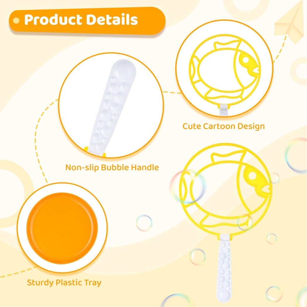 Bangcool Bubble Wands Set - 17 Piece Bubble Making Kit for Kids & Adults with Dinosaur & Shark Wands, Bubble Trays - Perfect for Birthday Parties, Outdoor Play, Summer Activities & Family Fun