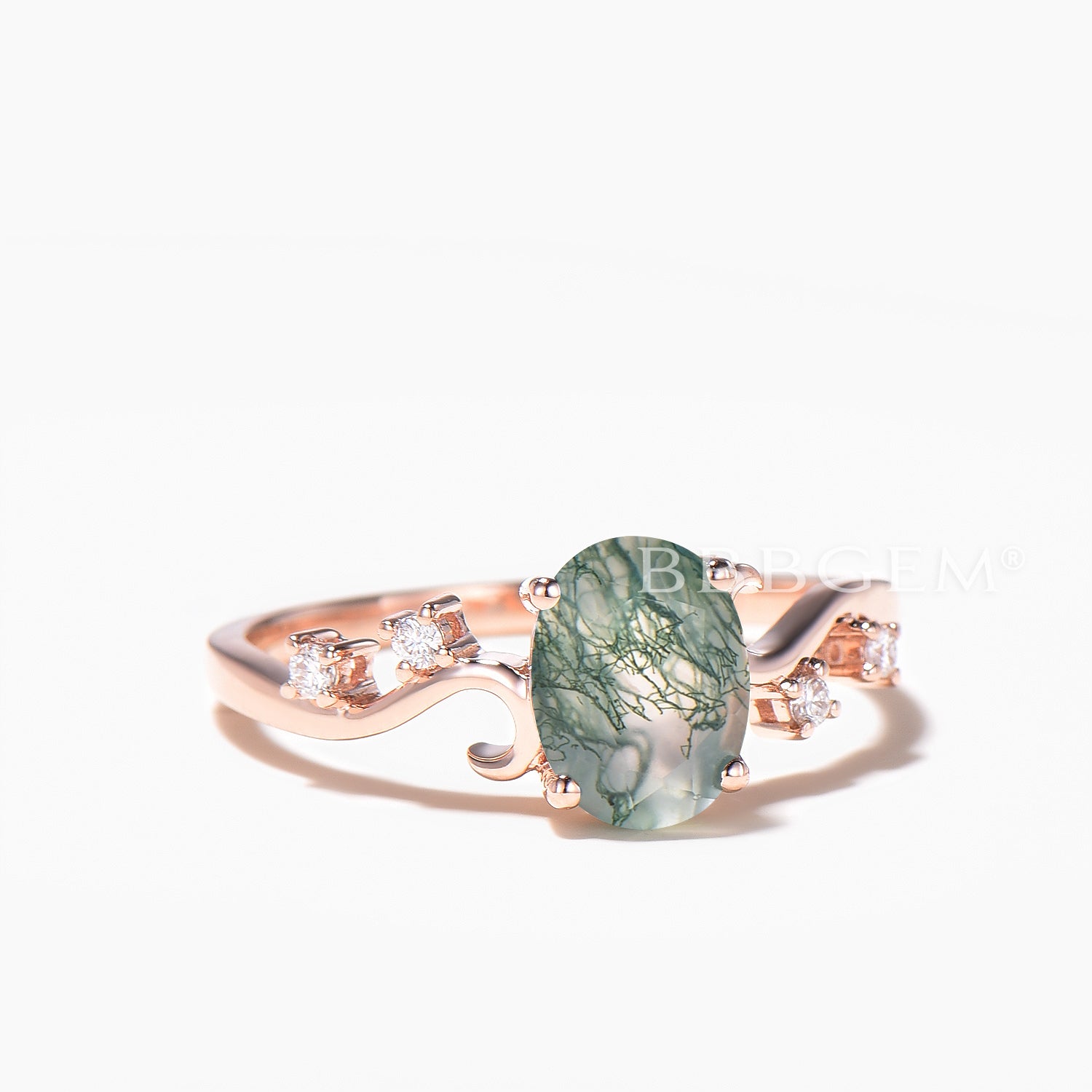 1.5CT Oval Cut Natural Moss Agate Engagement Ring - Vintage Art Deco Style Wedding Band for Women - Perfect for Proposals, Anniversaries & Romantic Occasions
