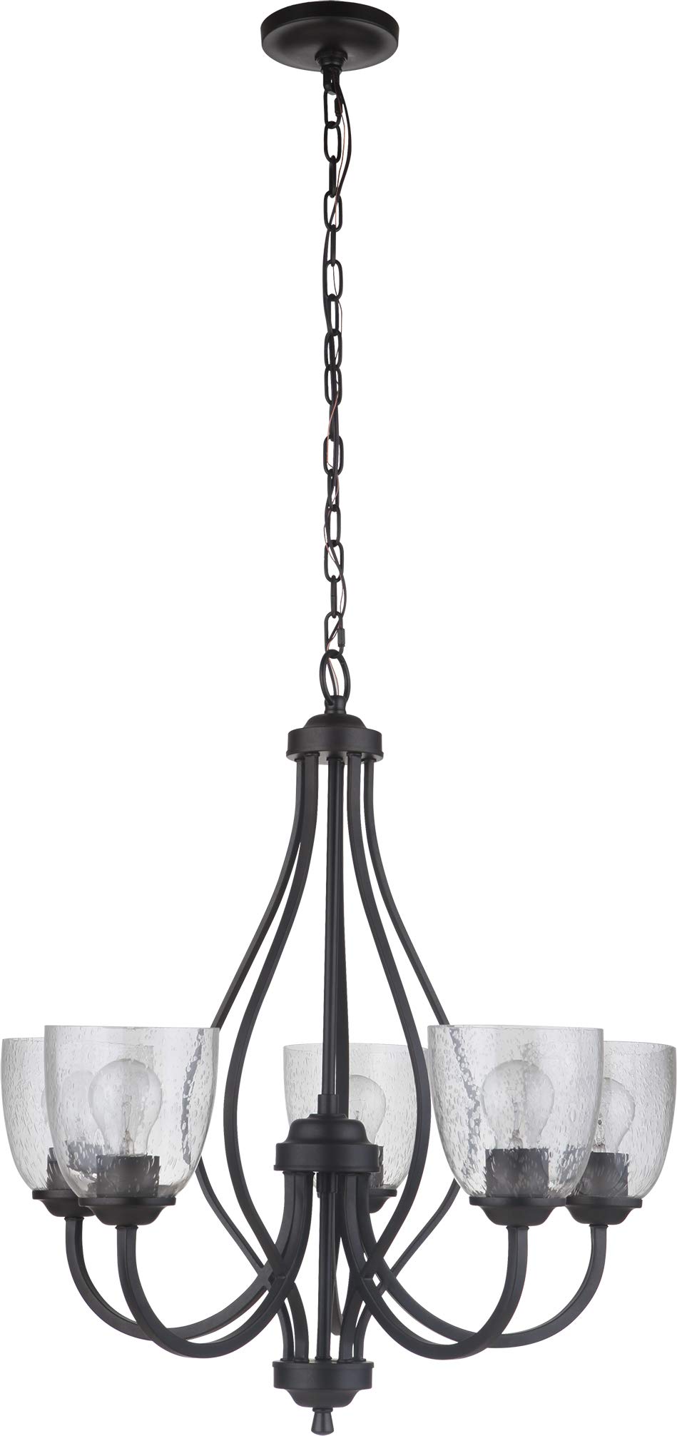 Craftmade 49925-ESP 5-Light Serene Clear Seeded Glass Chandelier - 300 Watts, Espresso Finish - Perfect for Dining Room, Foyer, or Bedroom Lighting
