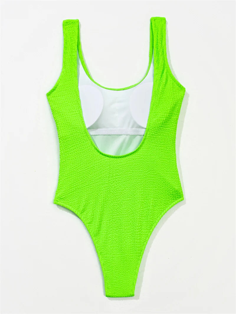 8 Colors One Piece Swimsuit Solid Monokini 2024 Brazilian Swimwear Push Up Sexy Backless Bathing Suit for Women - Perfect for Beach Vacation, Pool Party & Summer Getaway