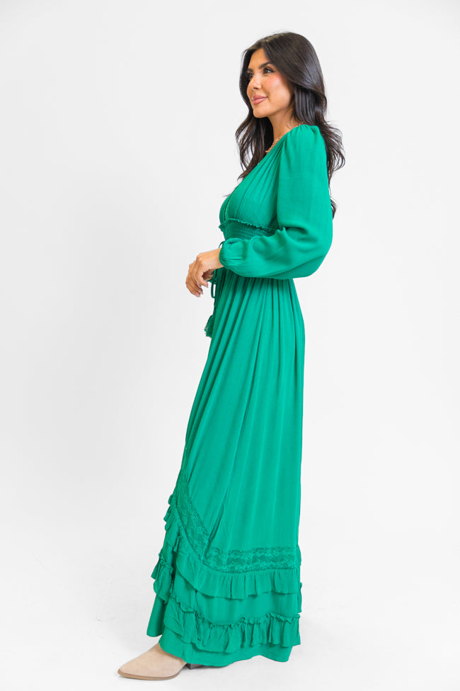 Lucky To Have You Jade Green Maxi Dress for Women - Elegant Long Flowy Dress for Summer, Beach, Parties & Special Occasions