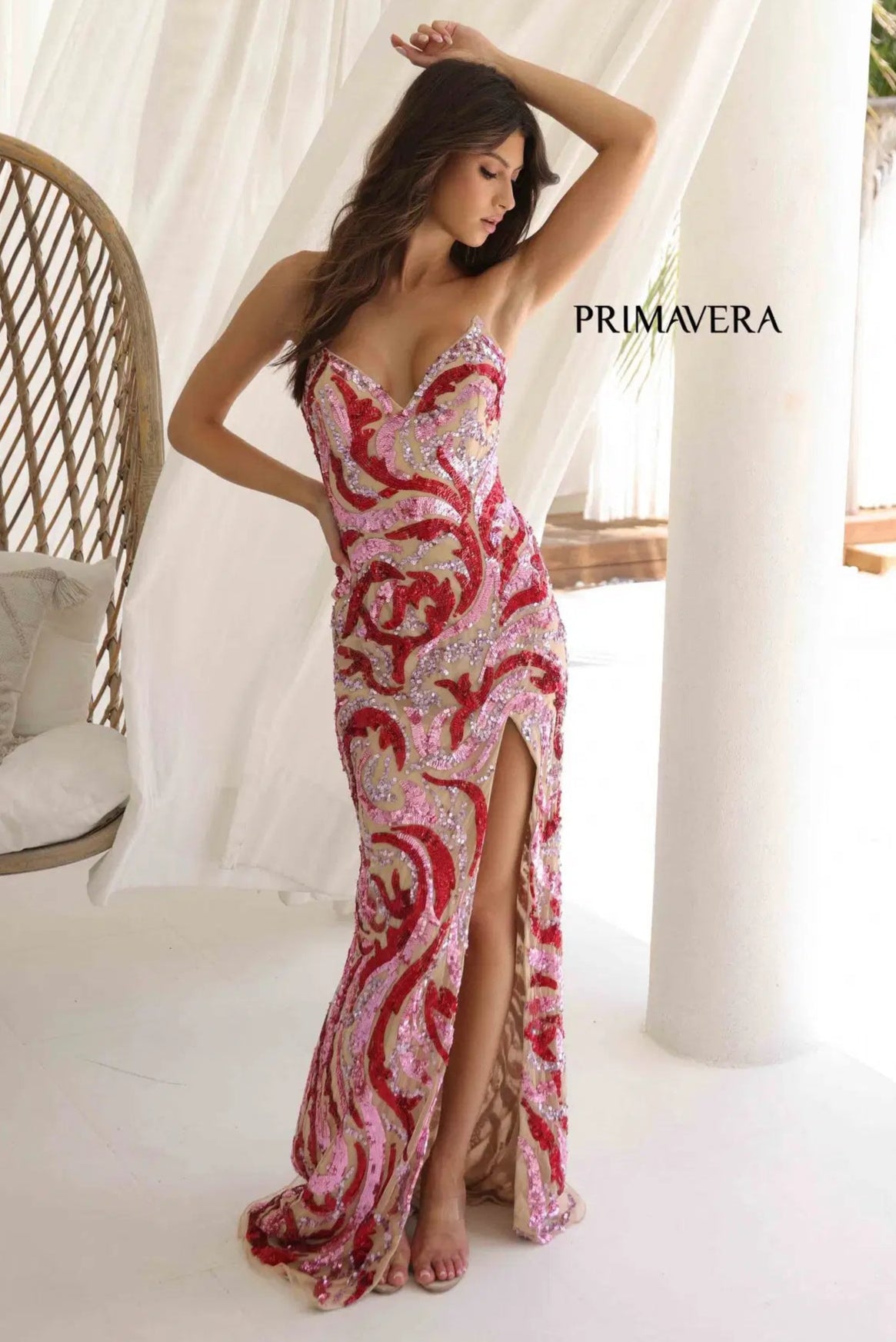 Primavera Strapless Fitted Long Beaded Gown - Elegant Formal Dress for Prom, Evening Gala & Special Occasions