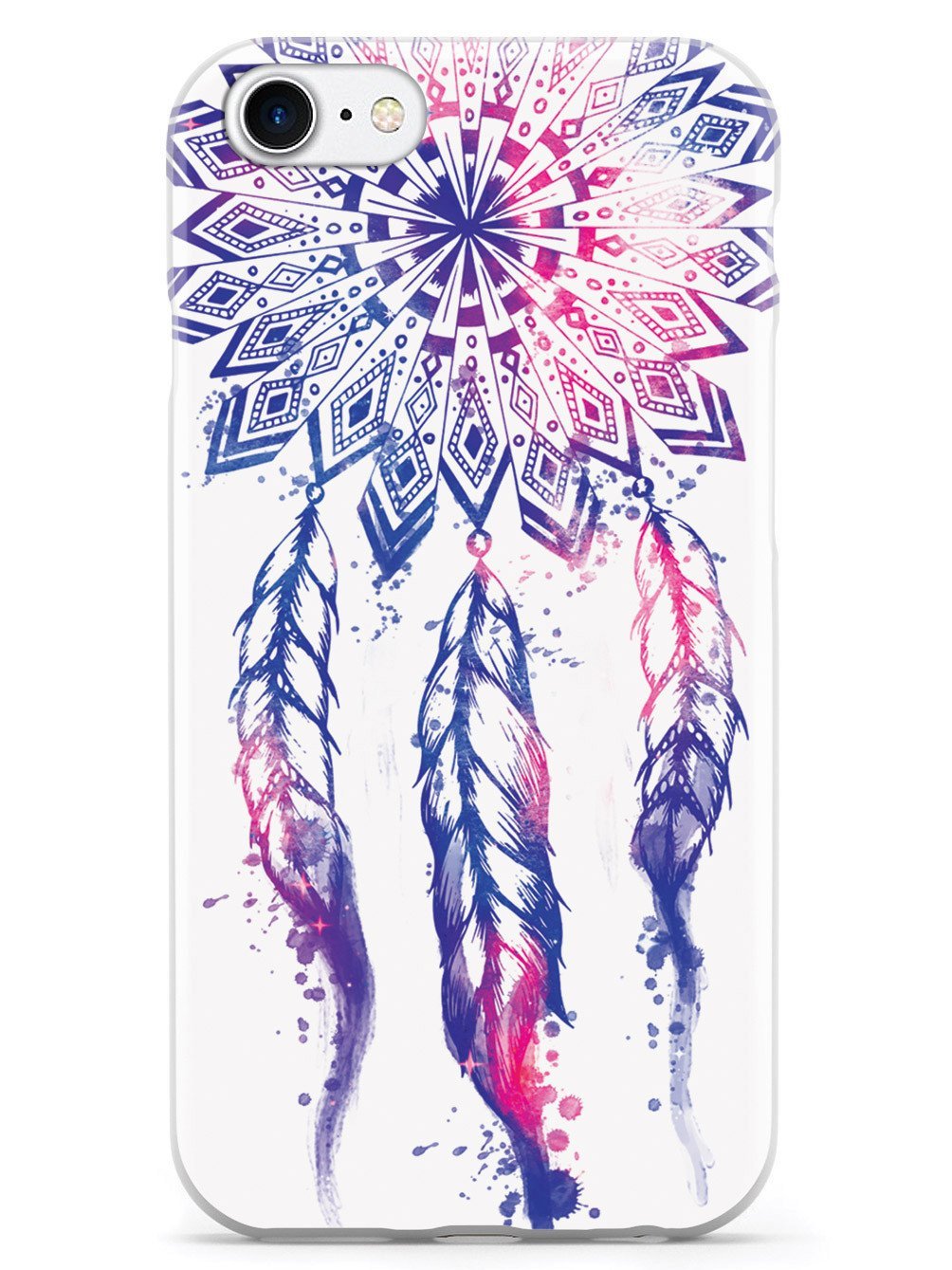 Inspired Cases - iPhone 8 Case with 3D Textured Protection | Dreamcatcher Feather Design | Shockproof & Slim Fit | Perfect for Daily Use, Travel & Outdoor Activities (White)
