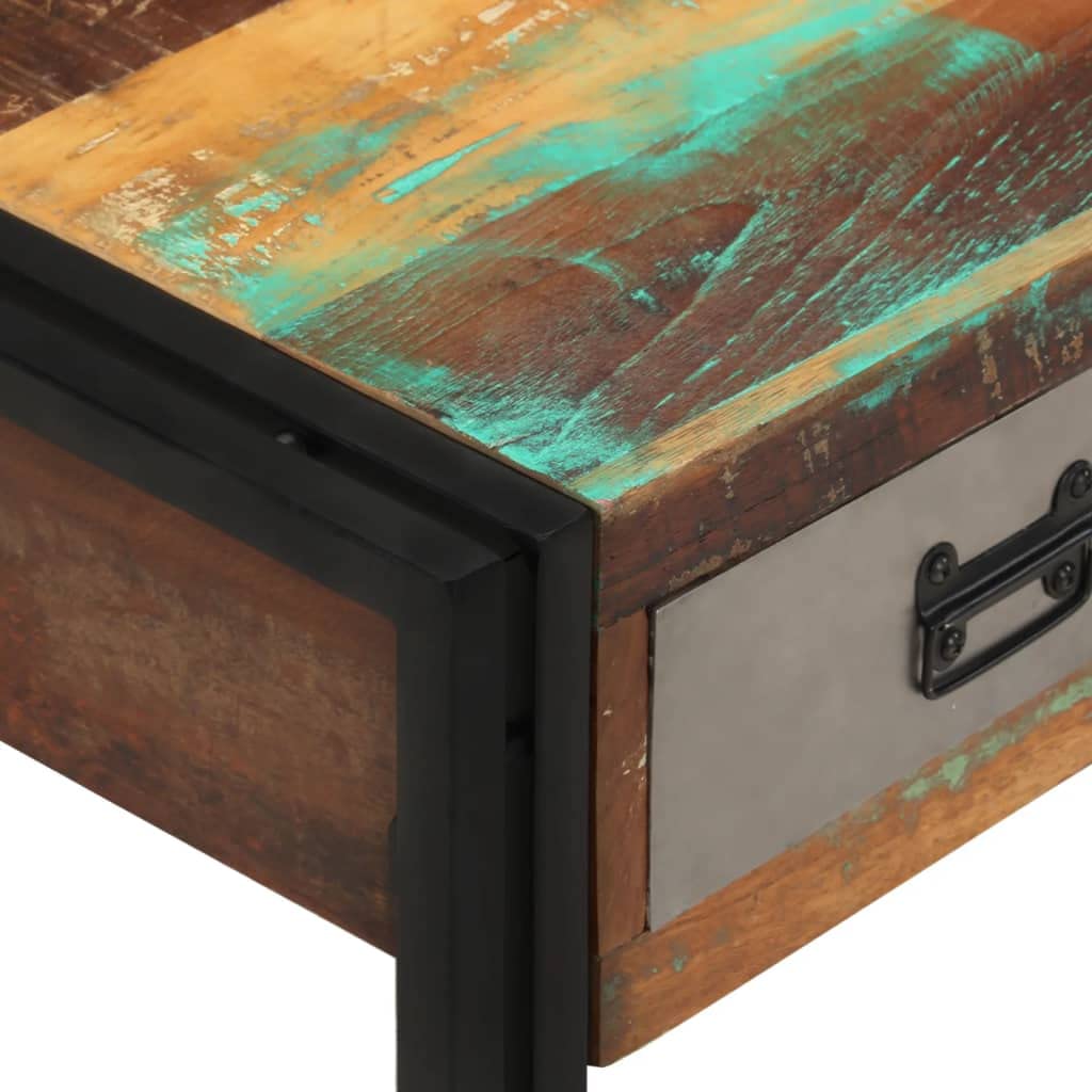 Rustic Reclaimed Wood Coffee Table with 3 Drawers - 39.4