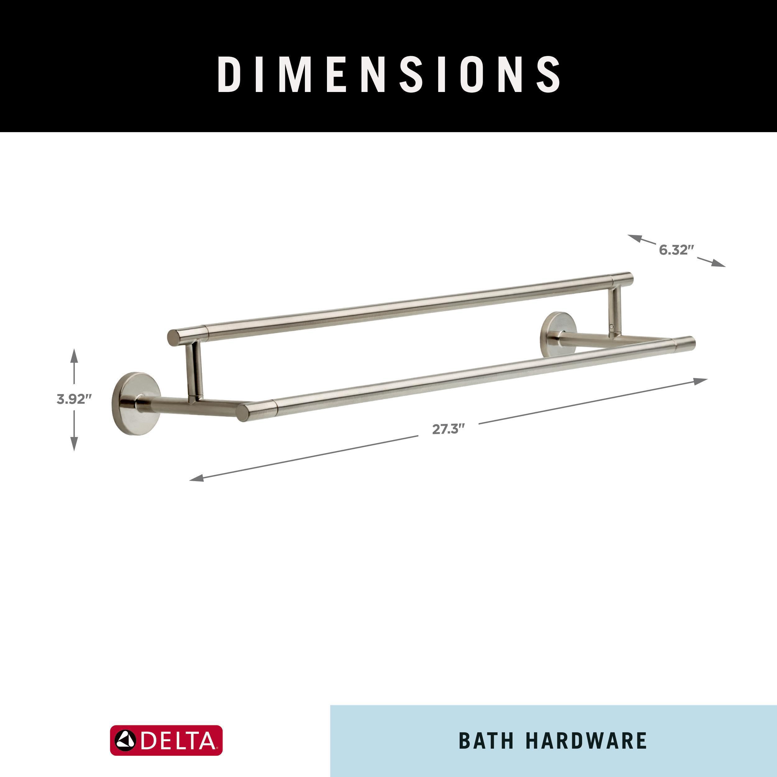 Delta Faucet Trinsic 24-Inch Double Wall Mount Towel Bar in Stainless Steel - Bathroom Hardware Accessory for Modern Home & Spa-Like Experience