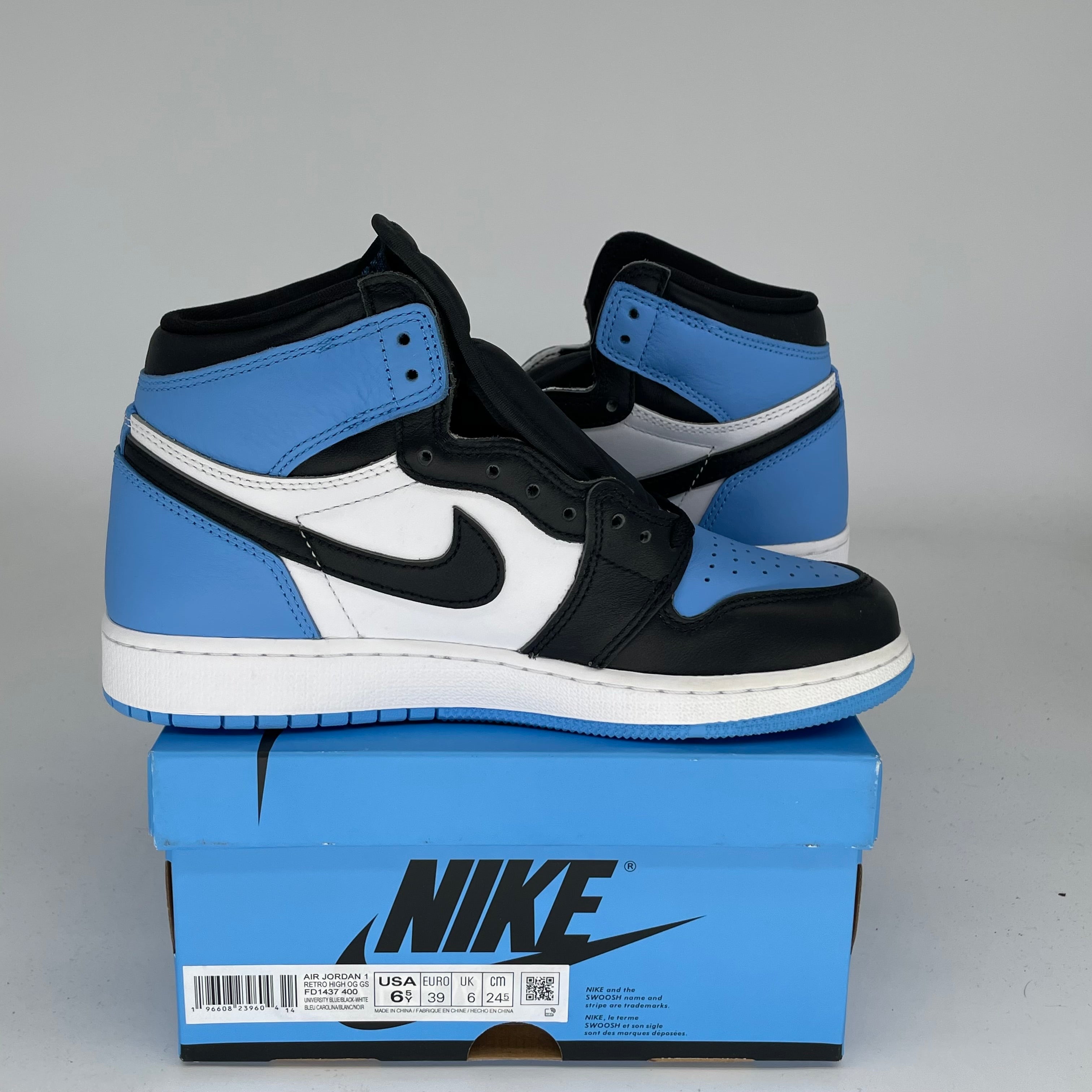 AIR JORDAN 1 UNC TOE Sneakers - Size 6.5Y (FD1437-400) - Authentic Basketball Shoes for Men & Women - Perfect for Sports, Streetwear & Casual Outfits