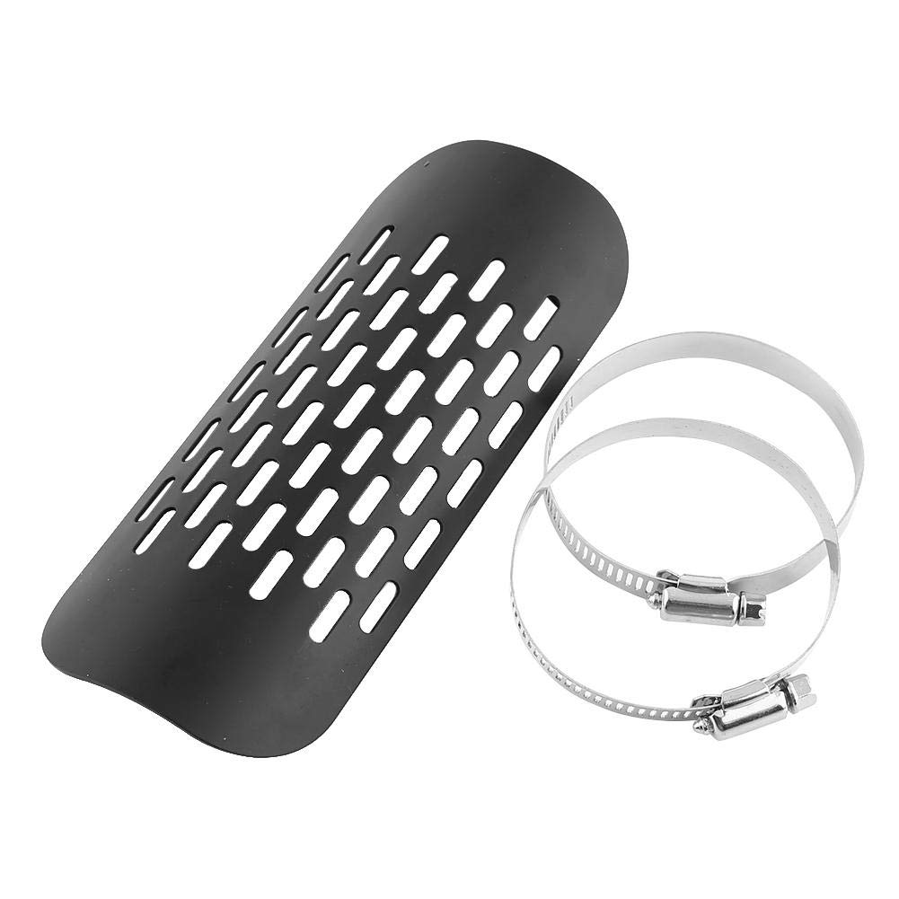 Universal Motorcycle Exhaust Muffler Pipe Heat Shield Cover with 2 Adjustable Mounting Clamps (Black) - Durable Protection for Harley, Honda, Yamaha & More - Perfect for Cruiser, Sport Bike & Off-Road Riding