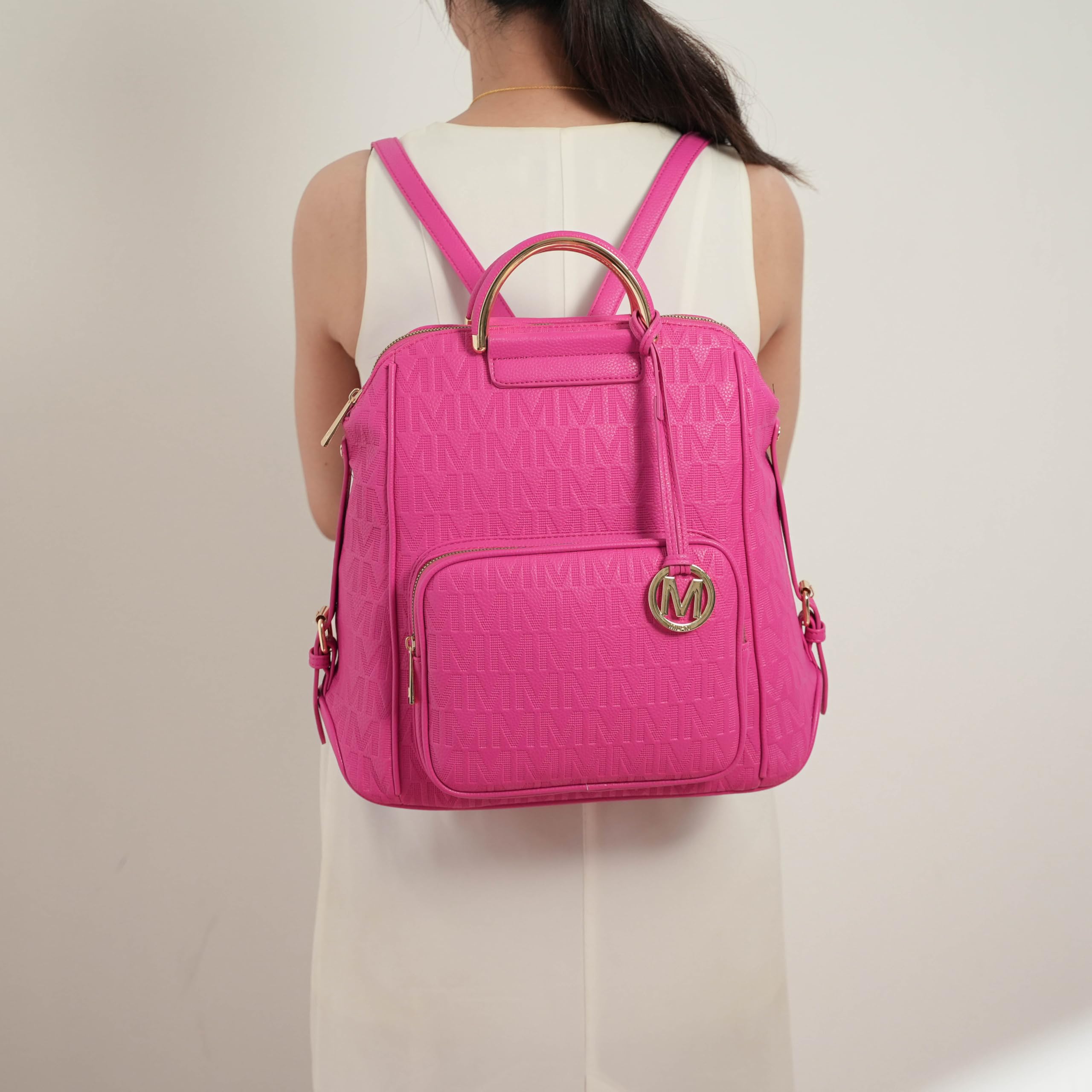 MKF Collection Signature Vegan Leather Women's Backpack - Stylish Top Handle Travel Bag for Business, Work & Daily Commute | Perfect for Office, College & Weekend Getaways