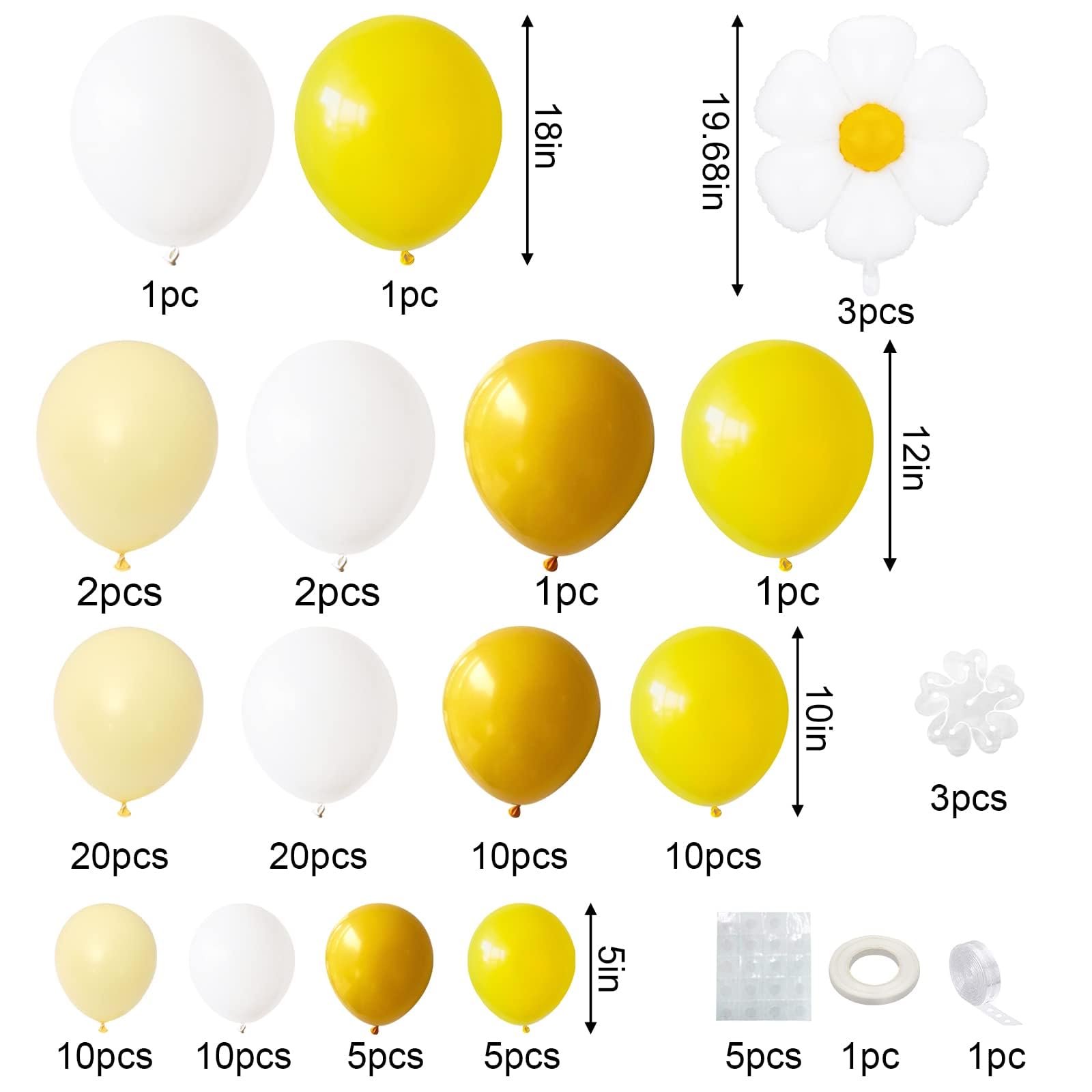 Yellow Daisy Balloon Arch Kit for Birthday & Baby Shower Decor