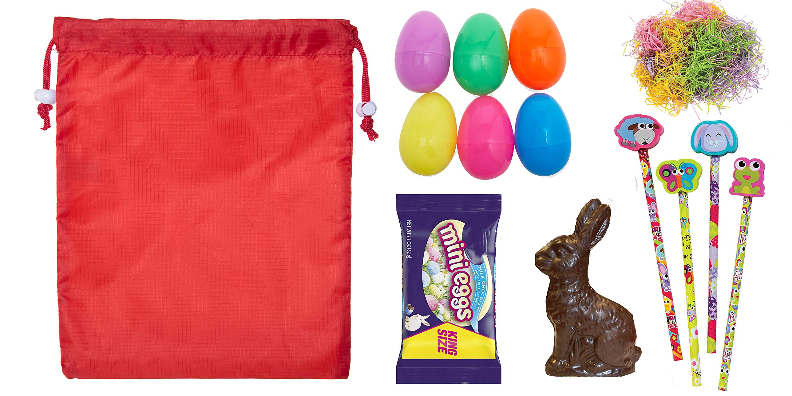 Mini Easter Basket Bags - Bulk Drawstring Cinch Sacks for Easter Bunny Treats & Egg Hunts - Perfect for Easter Party Favors, Classroom Rewards & Spring Celebrations