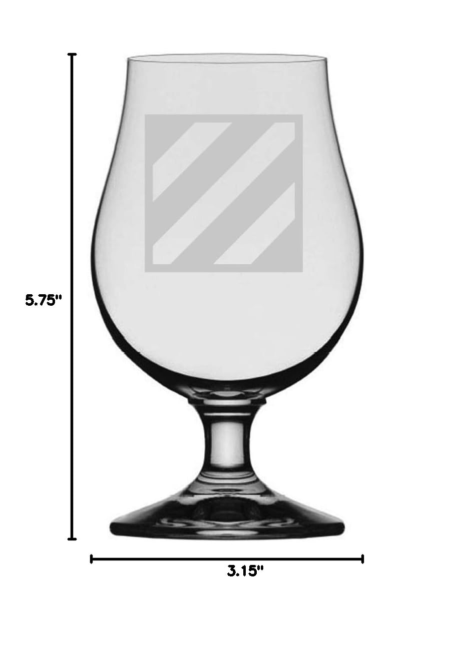 3rd Infantry Division Custom Crystal Beer Glass - Personalized Army Gift for Veterans