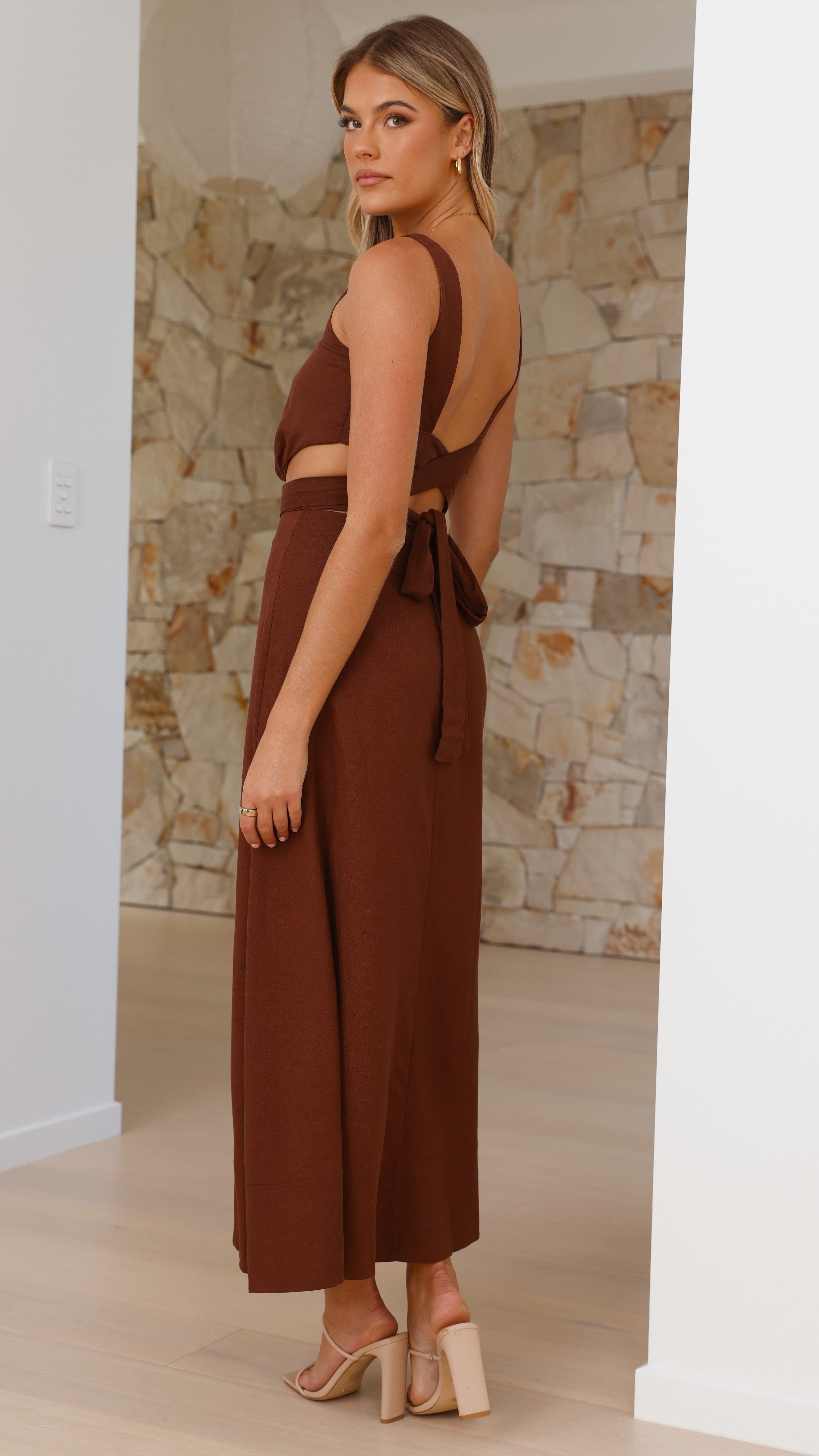 Kimberley Maxi Dress in Chocolate Brown - Elegant Long Flowy Dress for Women | Perfect for Summer, Beach, Parties & Casual Wear