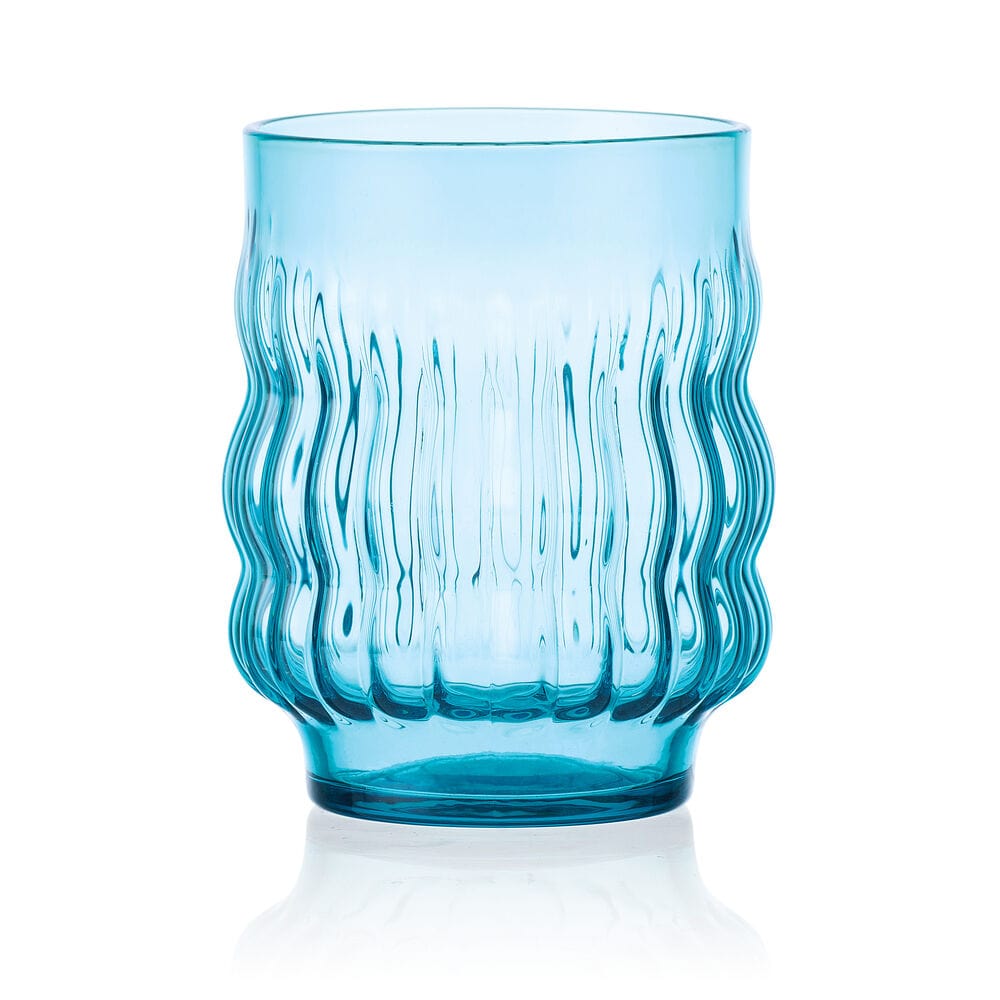 Set of 4 Blue Waves Stackable Double Old Fashioned Glasses - Perfect for Cocktails, Whiskey & Home Bar Decor