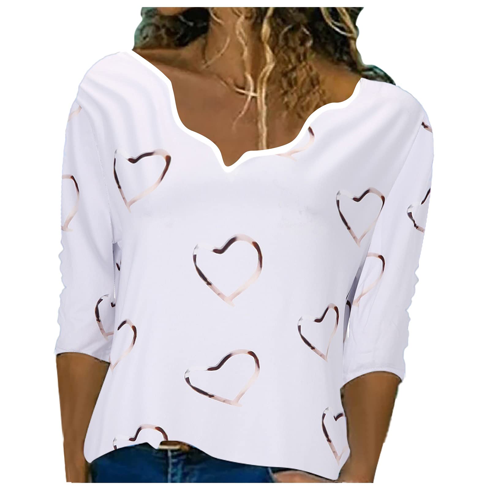 Women's Long Sleeve Henley Shirts - Printed V-Neck Button Up Tops for Casual Wear & Layering | Perfect for Fall Outfits, Date Nights & Office Casual Looks