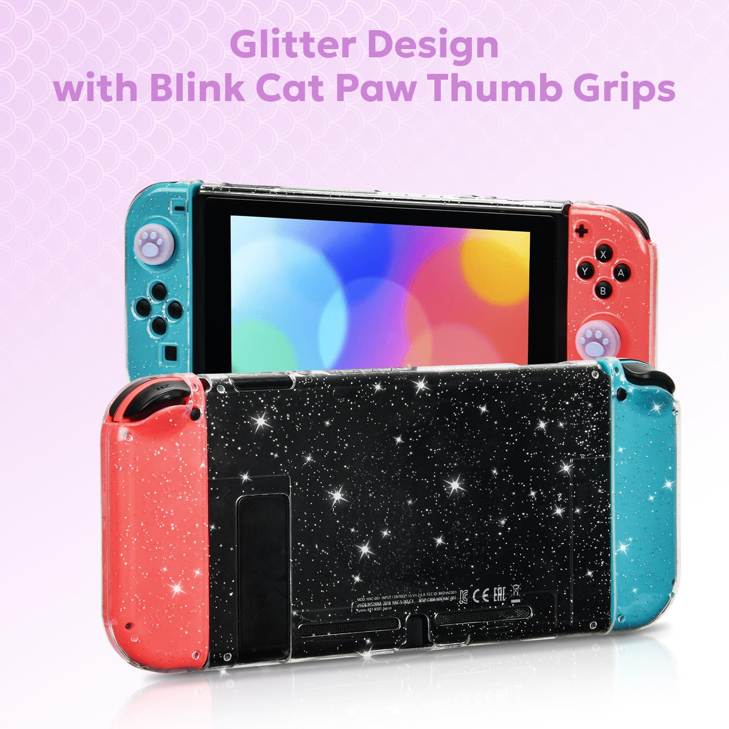 InnoAura 17-in-1 Nintendo Switch Accessories Bundle - Switch Carrying Case, Game Case, Protective Cover, Screen Protector & Thumb Grips (Mermaid Pink) | Perfect for Travel, Gaming On-The-Go & Switch Protection