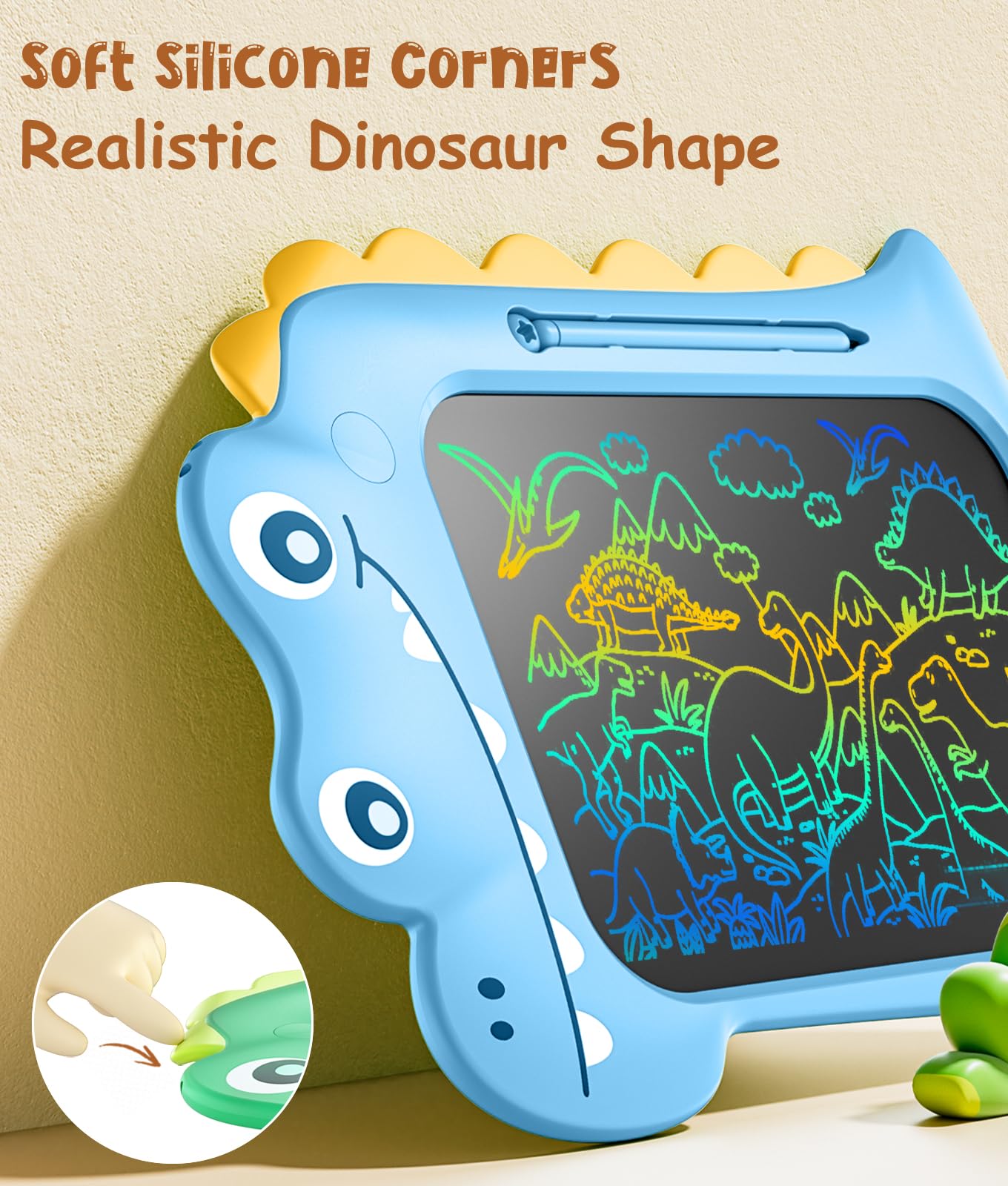 LEOMARON LCD Writing Tablet for Kids - Dinosaur Drawing Pad & Doodle Board, Educational Travel Toys for Boys & Girls Ages 3-7 | Birthday & Christmas Gift Idea | Perfect for Car Rides, Airplane Travel & Classroom Learning