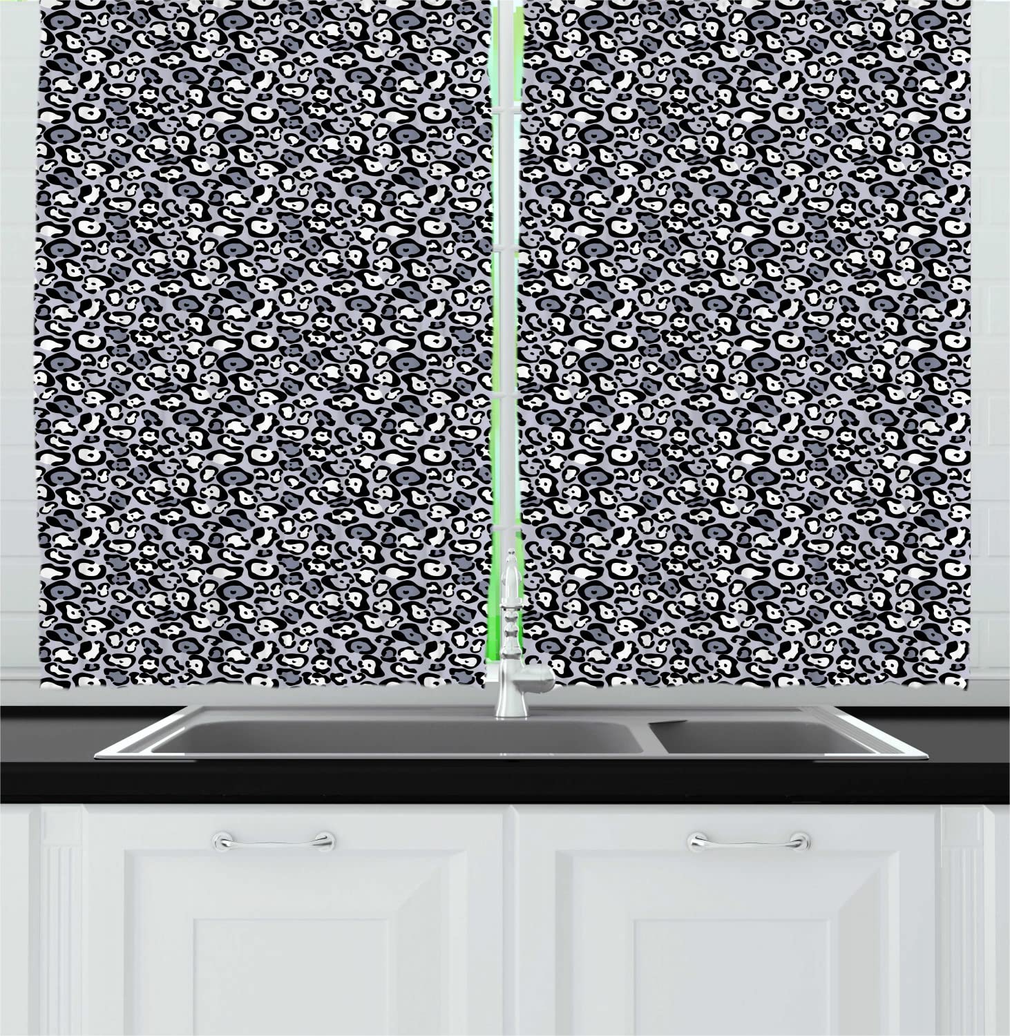 Ambesonne Leopard Print Long Kitchen Curtains - 55