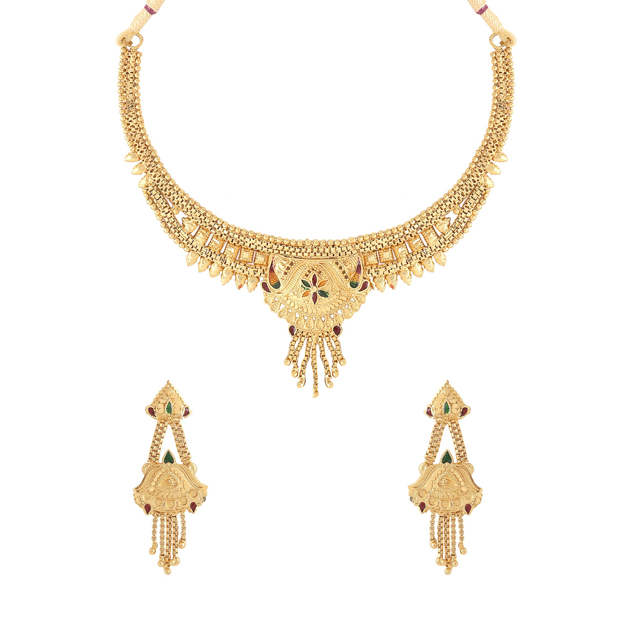 Stylish Yellow Gold Choker Necklace Set for Women & Girls - Elegant Bridal Jewelry Gift for Birthday, Anniversary & Wife | Perfect for Weddings, Parties & Special Occasions
