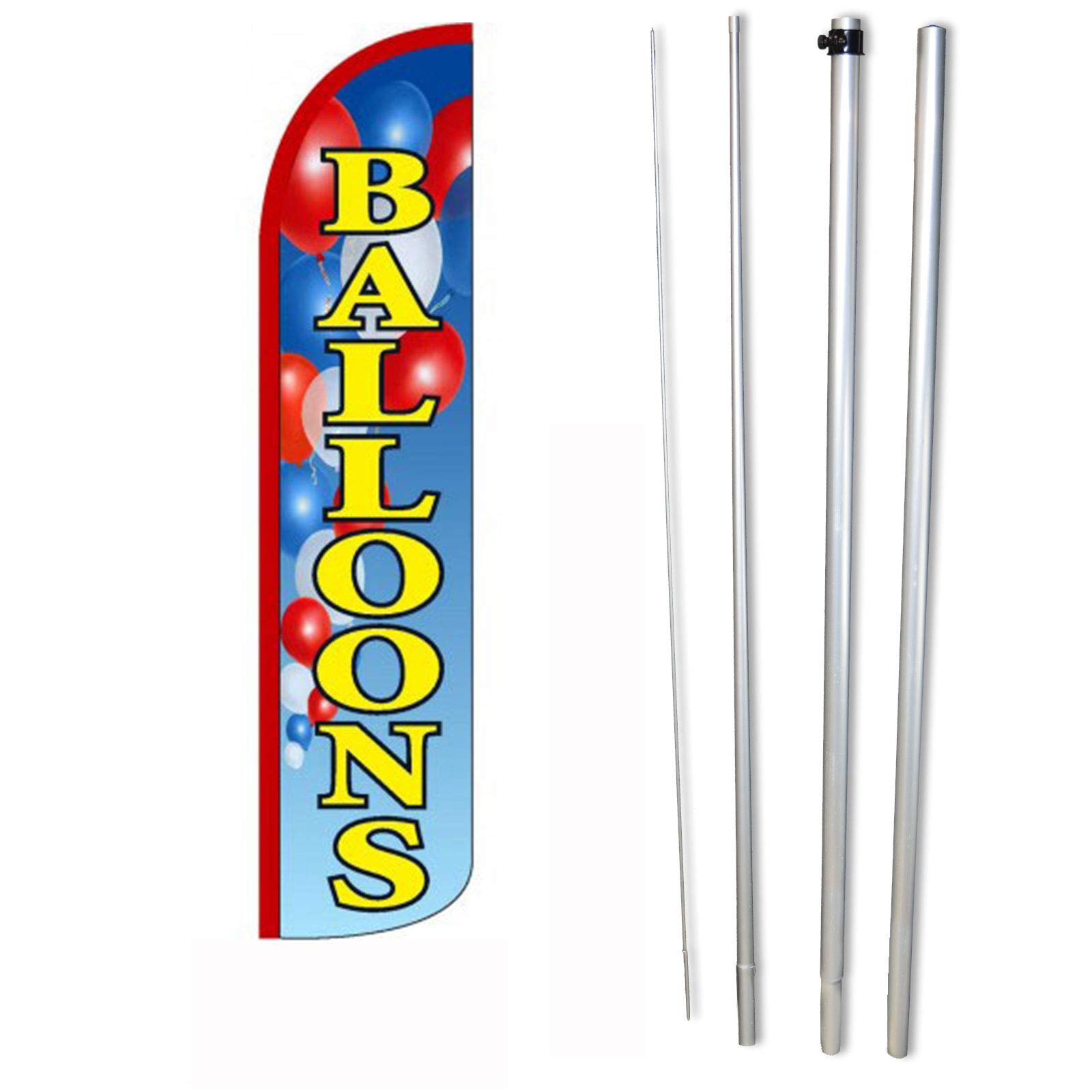 NEOPlex Balloons Feather Flag and Pole Set - 12' Windless Swooper Feather Flag with 15-Foot Flagpole for Outdoor Advertising, Car Dealerships, Grand Openings, and Sporting Events