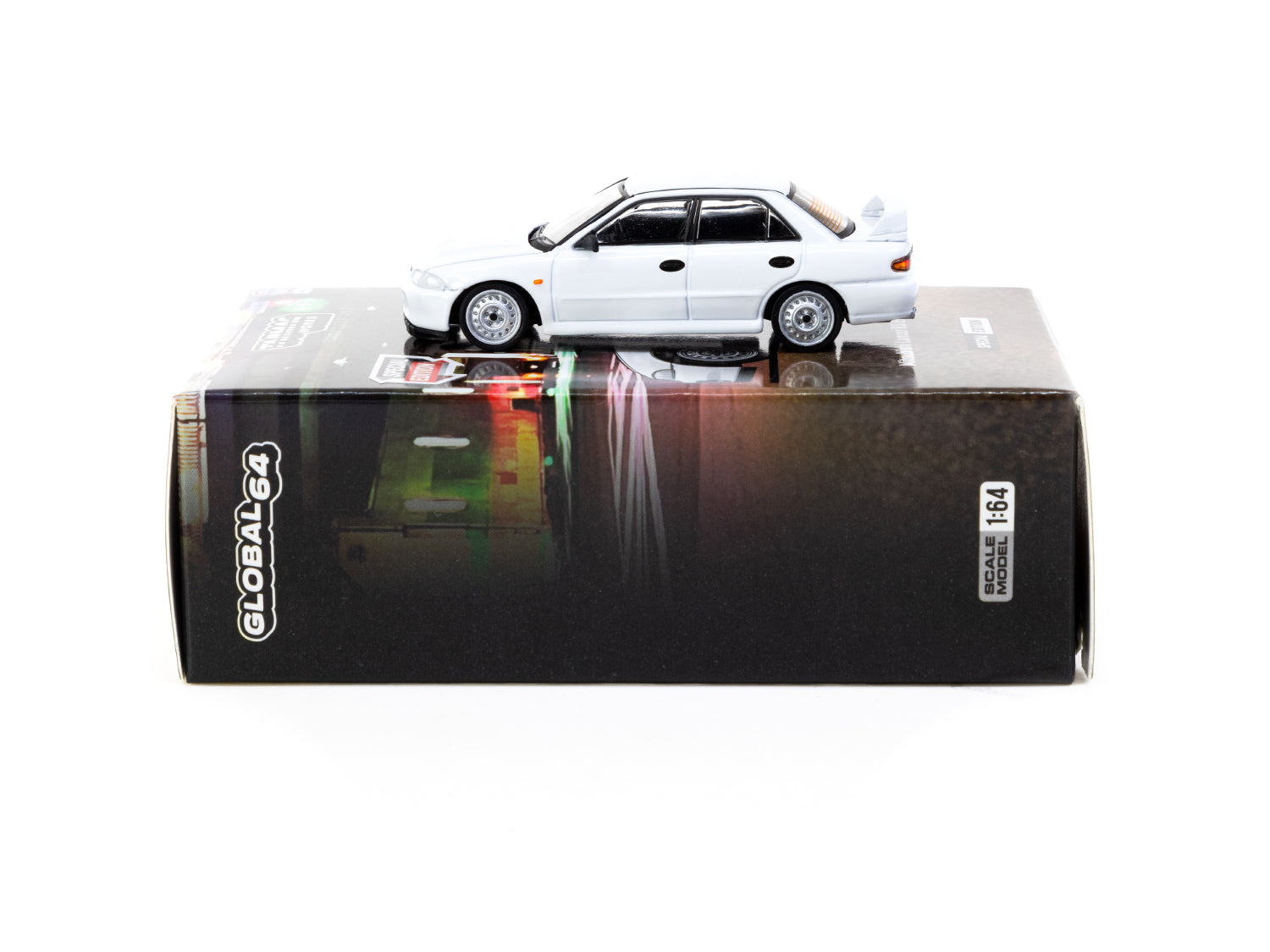 Tarmac Works 1/64 Scale Mitsubishi Lancer RS Evolution II Diecast Model Car - White Malaysia Special Edition Collectible for Car Enthusiasts | Perfect for Display, Gifts & Racing Collections