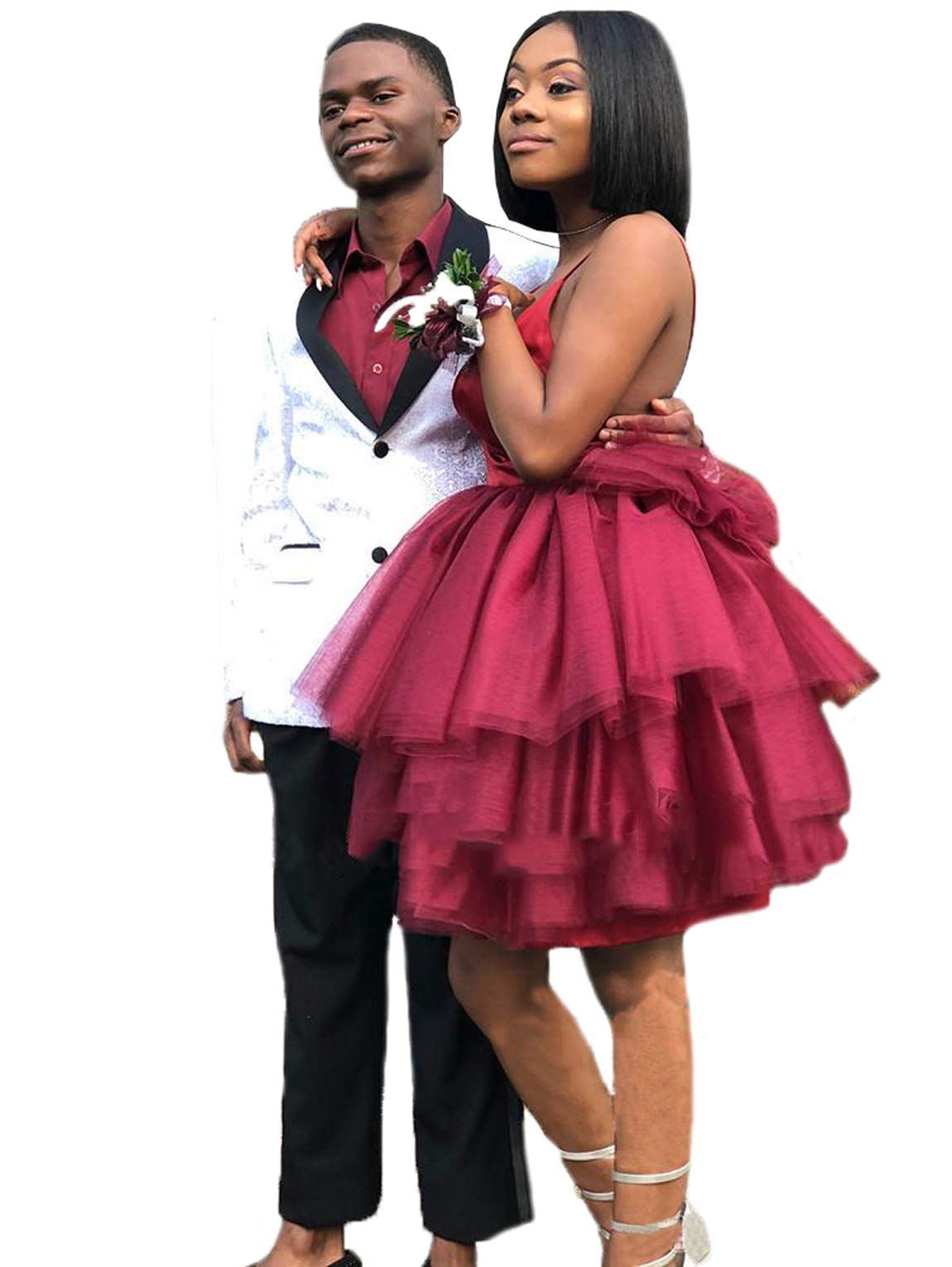 2025 Short Homecoming Dresses for Juniors | Tulle Spaghetti Straps Prom Dress | Cocktail Party Gowns ME088 in Grape | Perfect for School Dances, Formal Events & Special Occasions