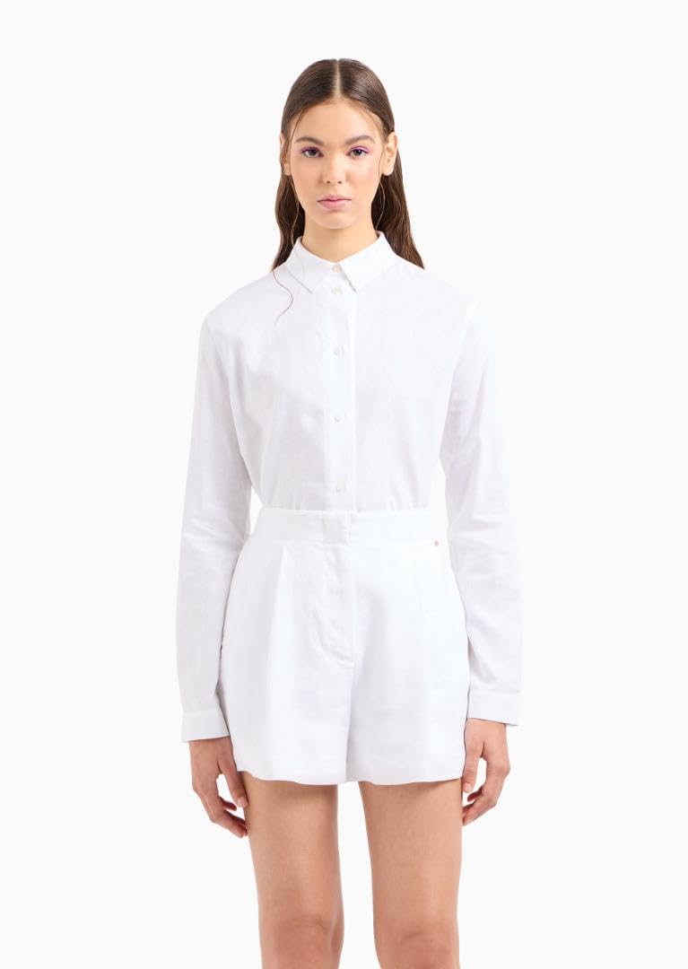Armani Exchange Women's Linen Cotton Shorts - Comfortable Summer Casual Shorts for Women | Perfect for Beach, Vacation & Everyday Wear