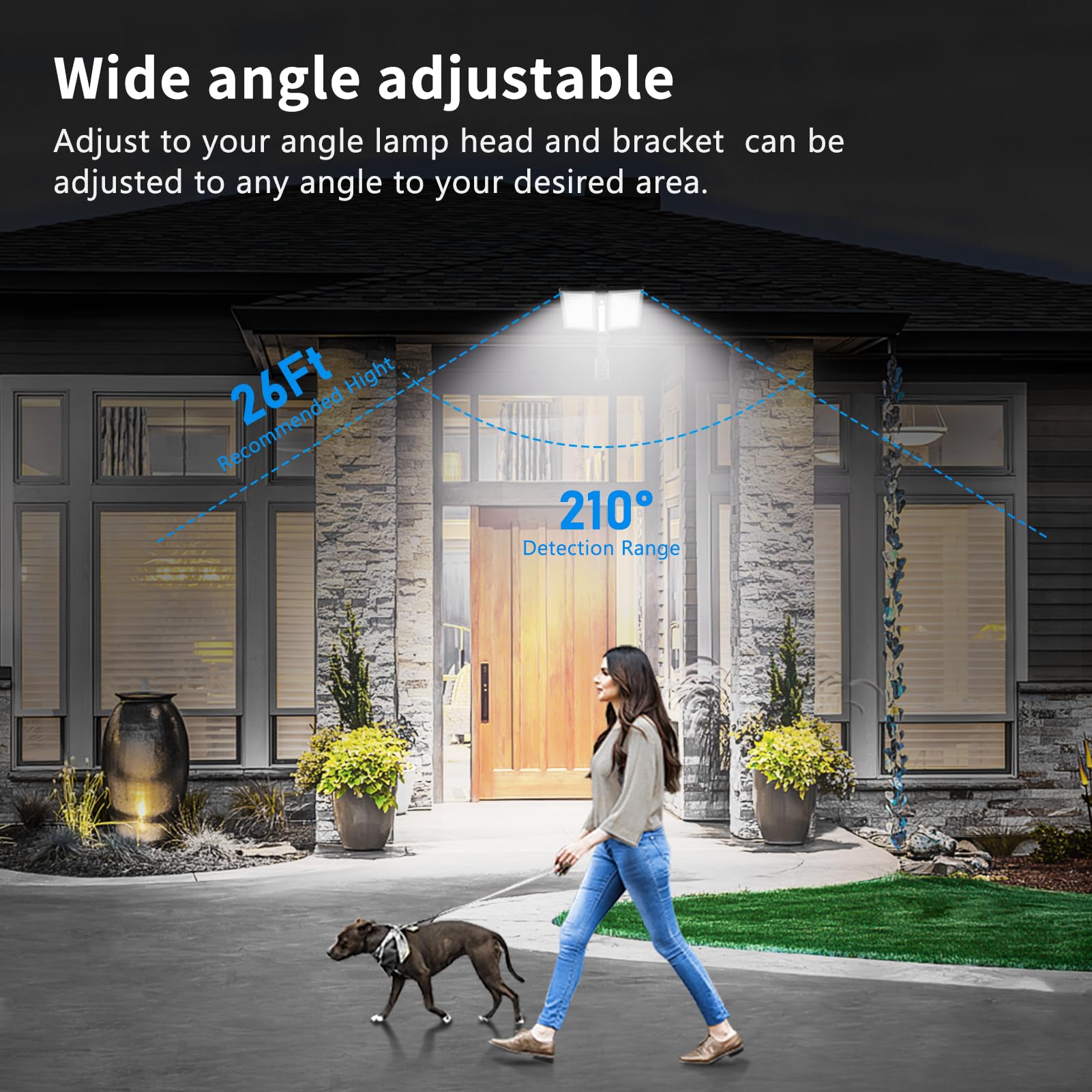 Papa's Box Solar Lights Outdoor - High-Efficiency Double Solar Panel Motion Sensor Flood Light, IP65 Waterproof LED Security Light with Remote Control & 3 Lighting Modes for Wall, Patio, Yard, Garden, Pathway – Perfect for Home Security and Landscape Lighting