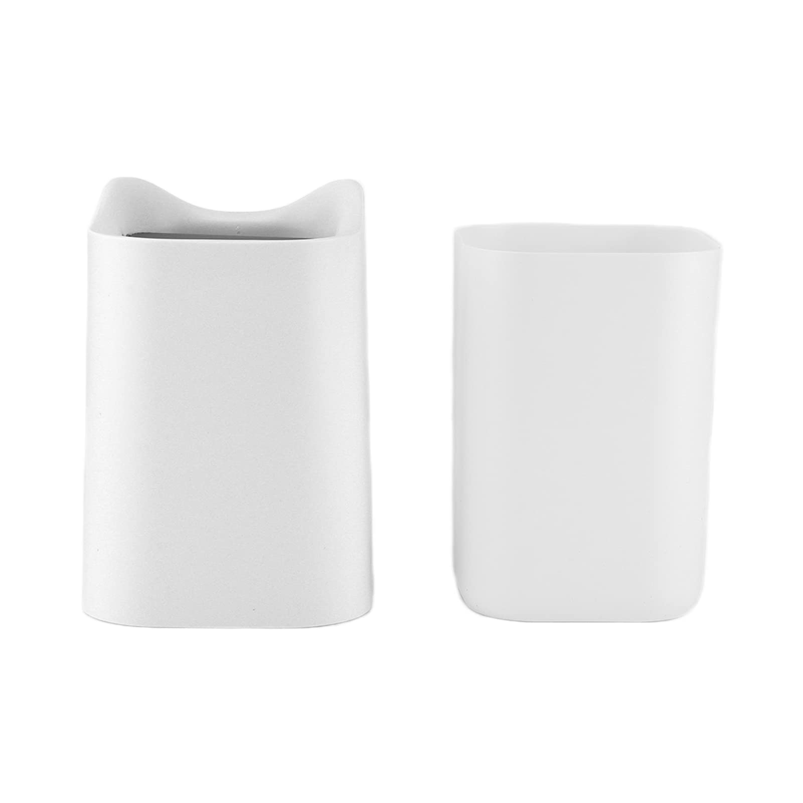 Tnfeeon Mini Desktop Trash Can - Cute Small Waste Basket with Shake Lid, Dormitory & Office Garbage Bin for Home, Coffee Table, Dressing Table (White) - Perfect for Bedroom, Study & Workspace Organization