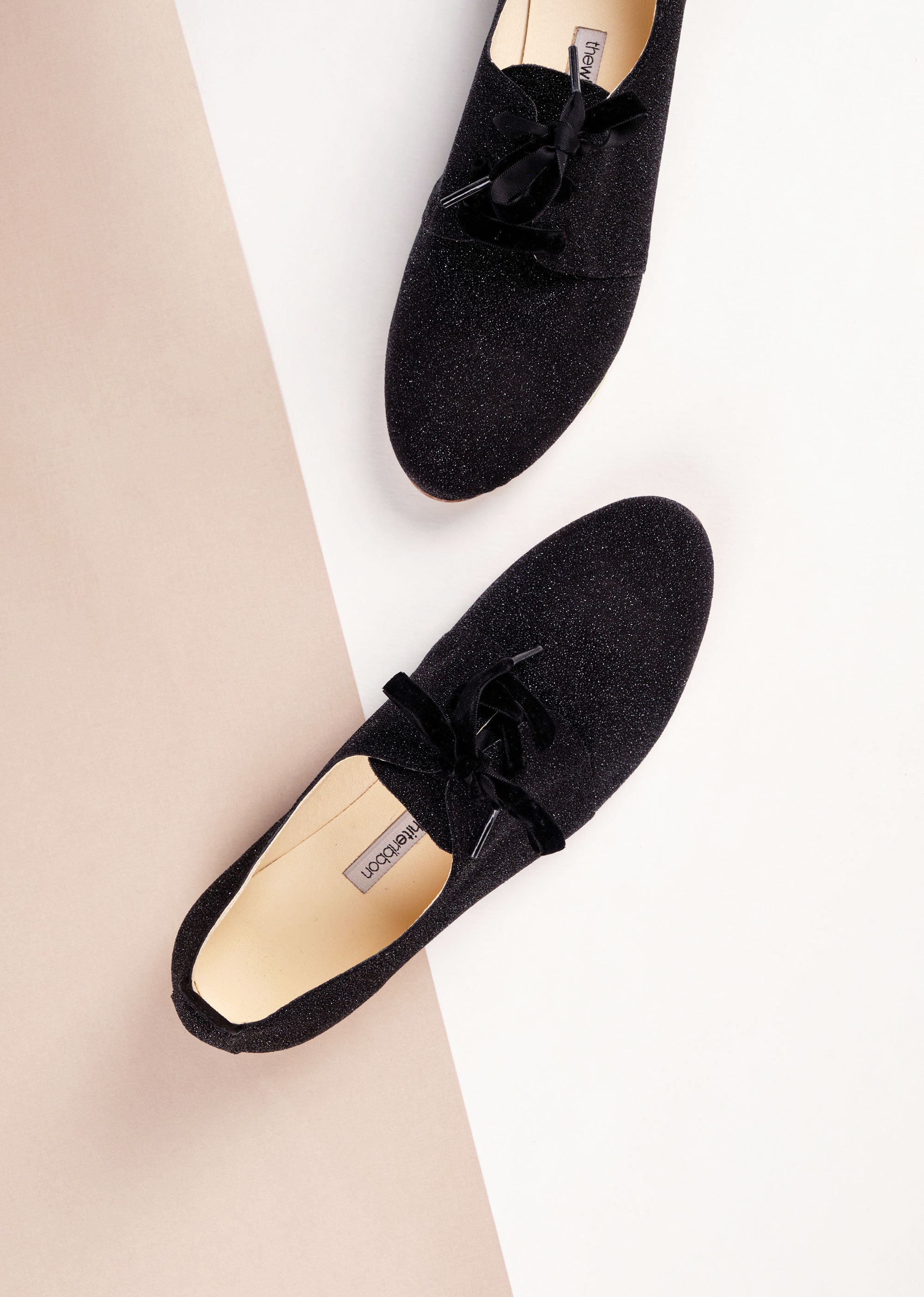 AMIRA Women's Black Sparkle Oxford Shoes - Stylish & Comfortable for Work, Office & Formal Occasions