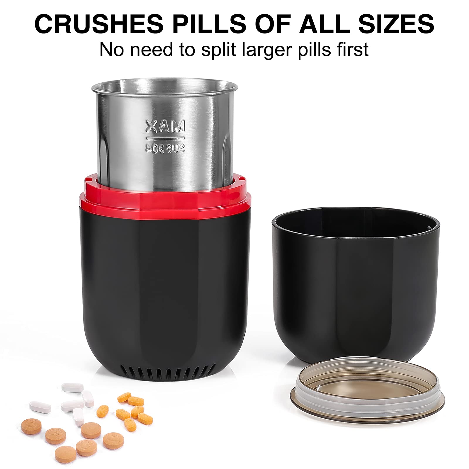 Electric Pill Crusher Grinder - Powerful Electronic Tablet Pulverizer for Small & Large Pills, Vitamins & Medications - Fine Powder for Feeding Tubes, Kids & Pets - Perfect for Elderly Care, Travel & Pet Medication
