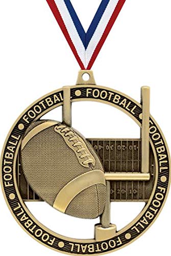 3 Inch Football Medals - Gold Plated Sports Awards with Massive Rimz for Champions - Perfect for Tournaments, Trophies, and Youth Sports Recognition